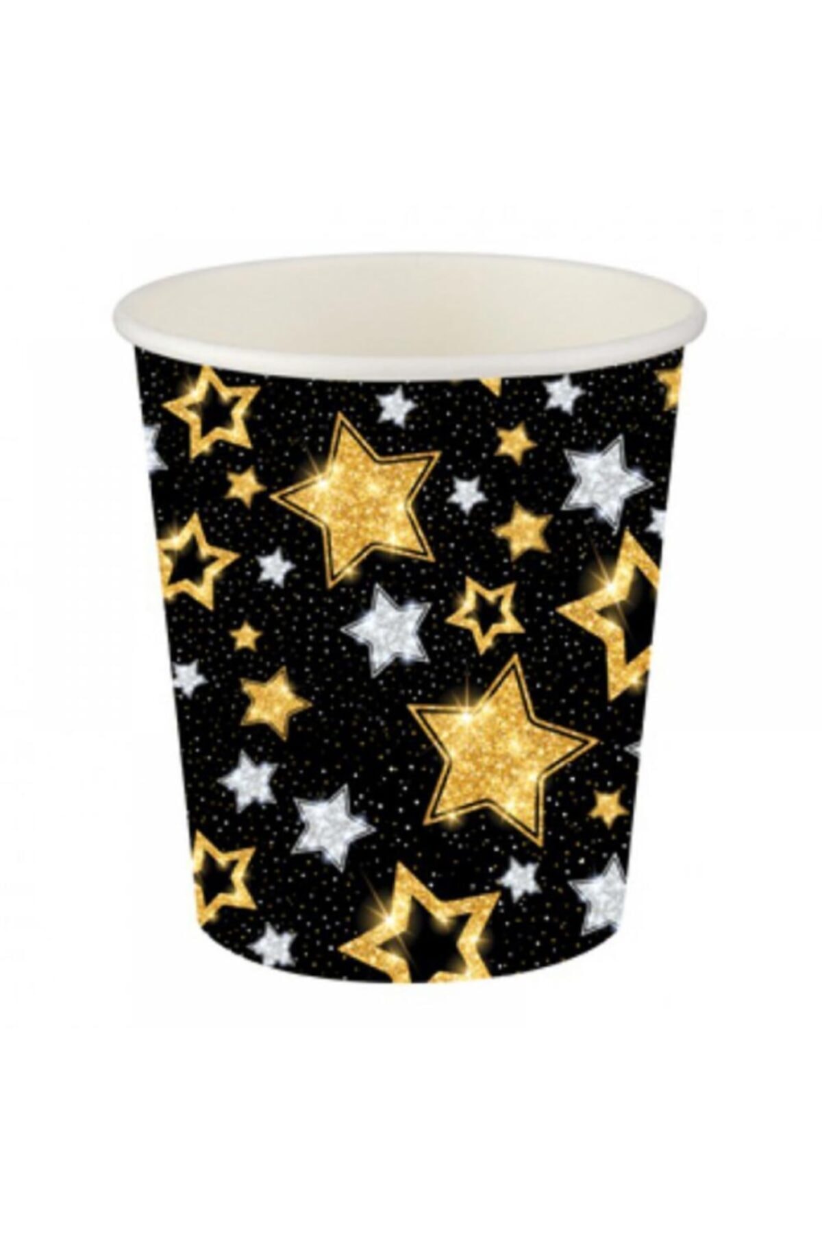 Samur Yıldızlar Siyah Karton Bardak 200cc-8oz 8li