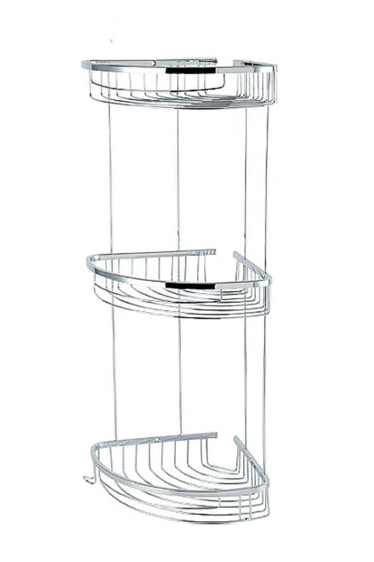 ÇELİK BANYO Paslanmaz Pirinç Destina 3'lü 19*19 Cm Şampuanlık Süngerlik Köşelik