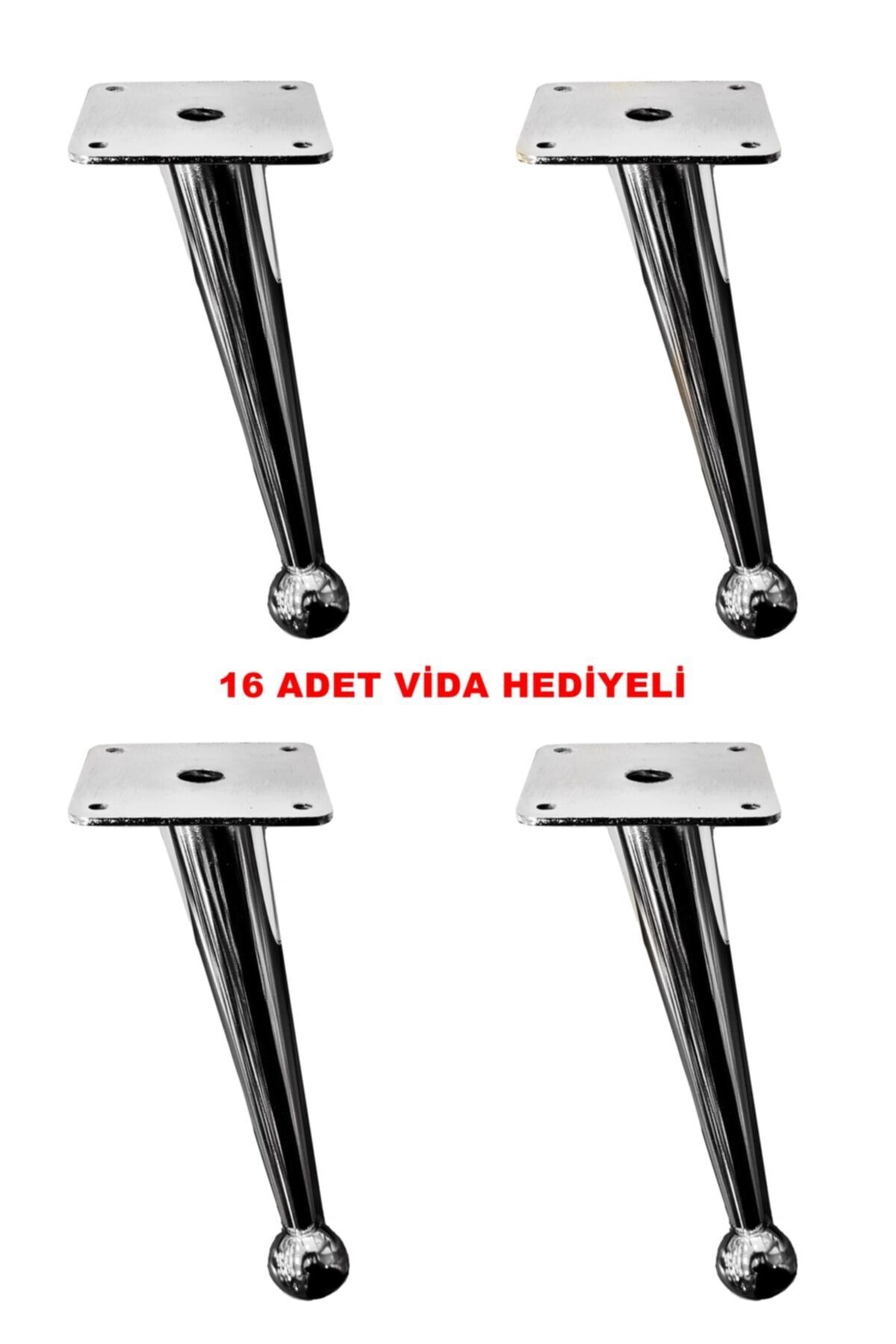 ALBATROS Atmaca Model Krom Metal Mobilya, Dolap, Koltuk, Tv Ünitesi Ayakları 12 Cm Metal (4 Adet)