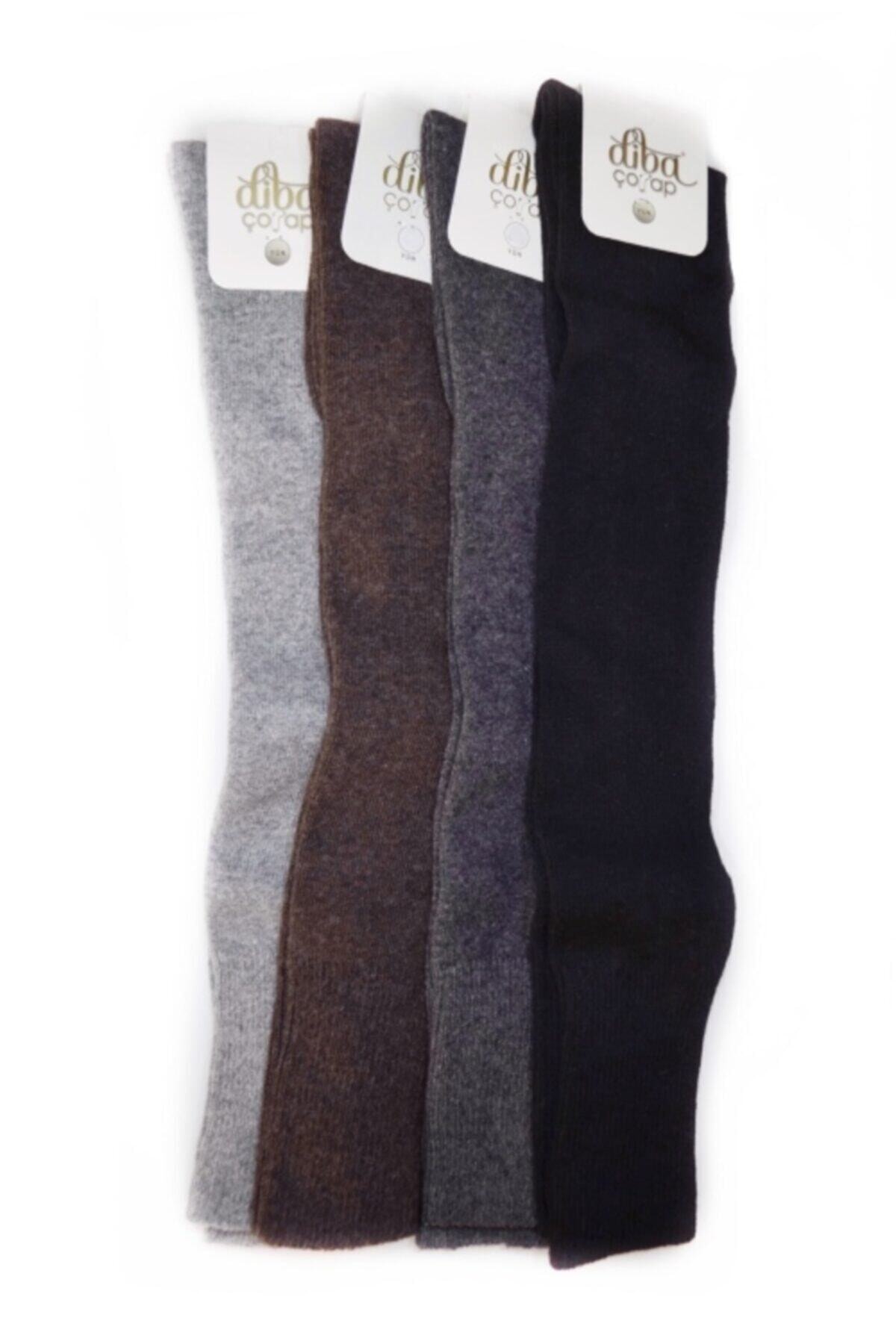 Diba 4 Adet Lambswool Yün Kışlık Kadın Diz Üstü Çorap