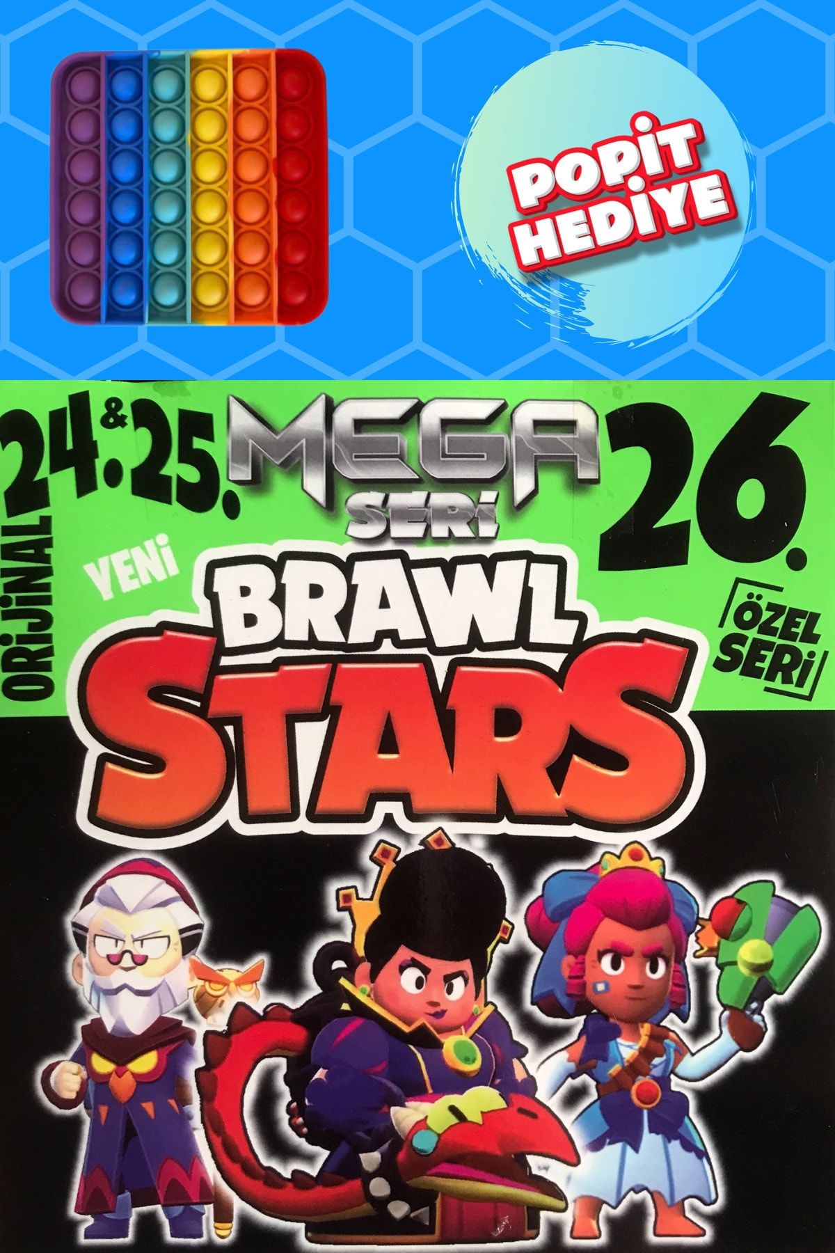 BRAWL STARS Oyun Kartları 24. 25. 26. Seri 200 Paket Kartı Popit Hediye