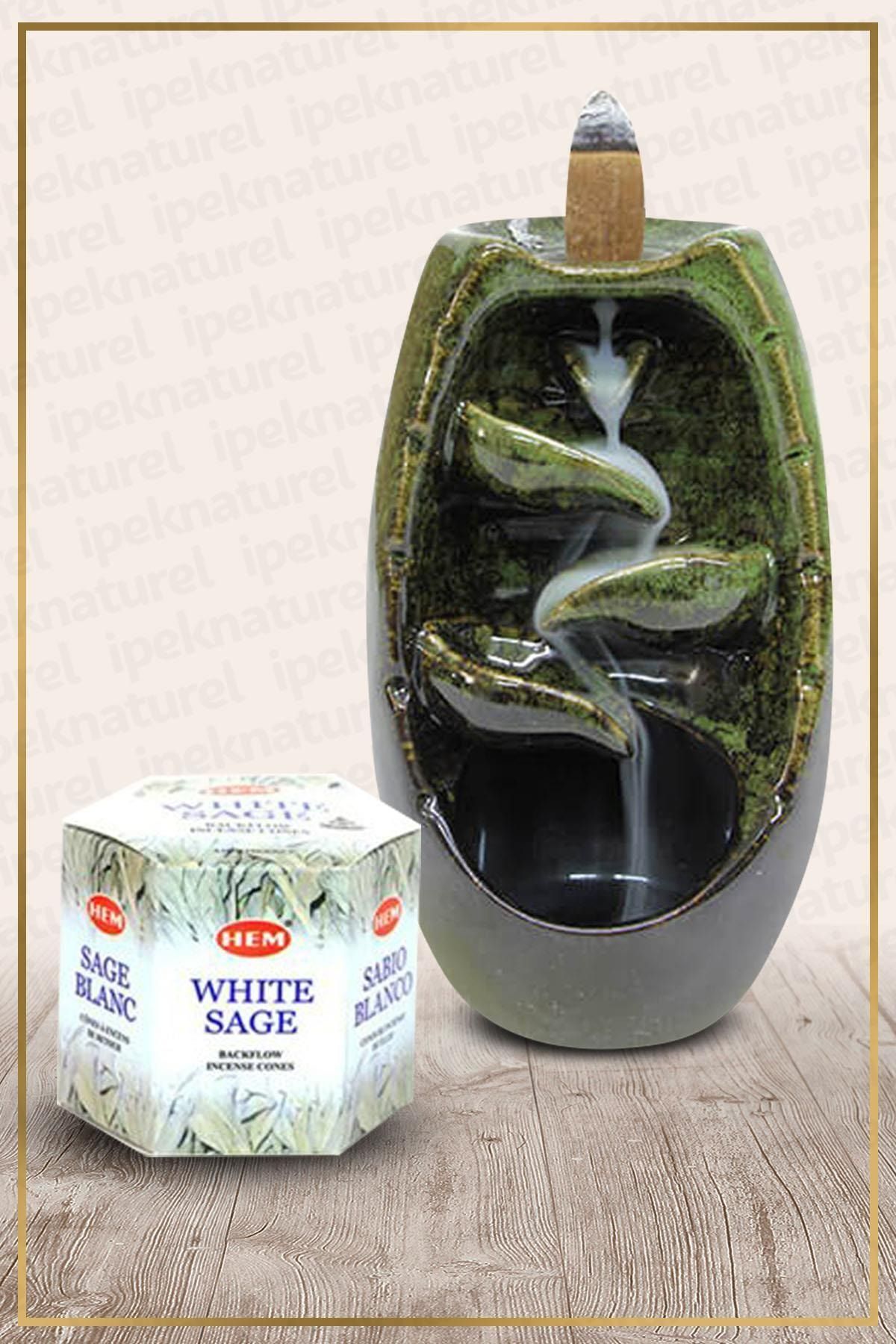 İpek Naturel Geri Akış Şelale Tütsülük Ve White Sage Konik Tütsü 40 Adet
