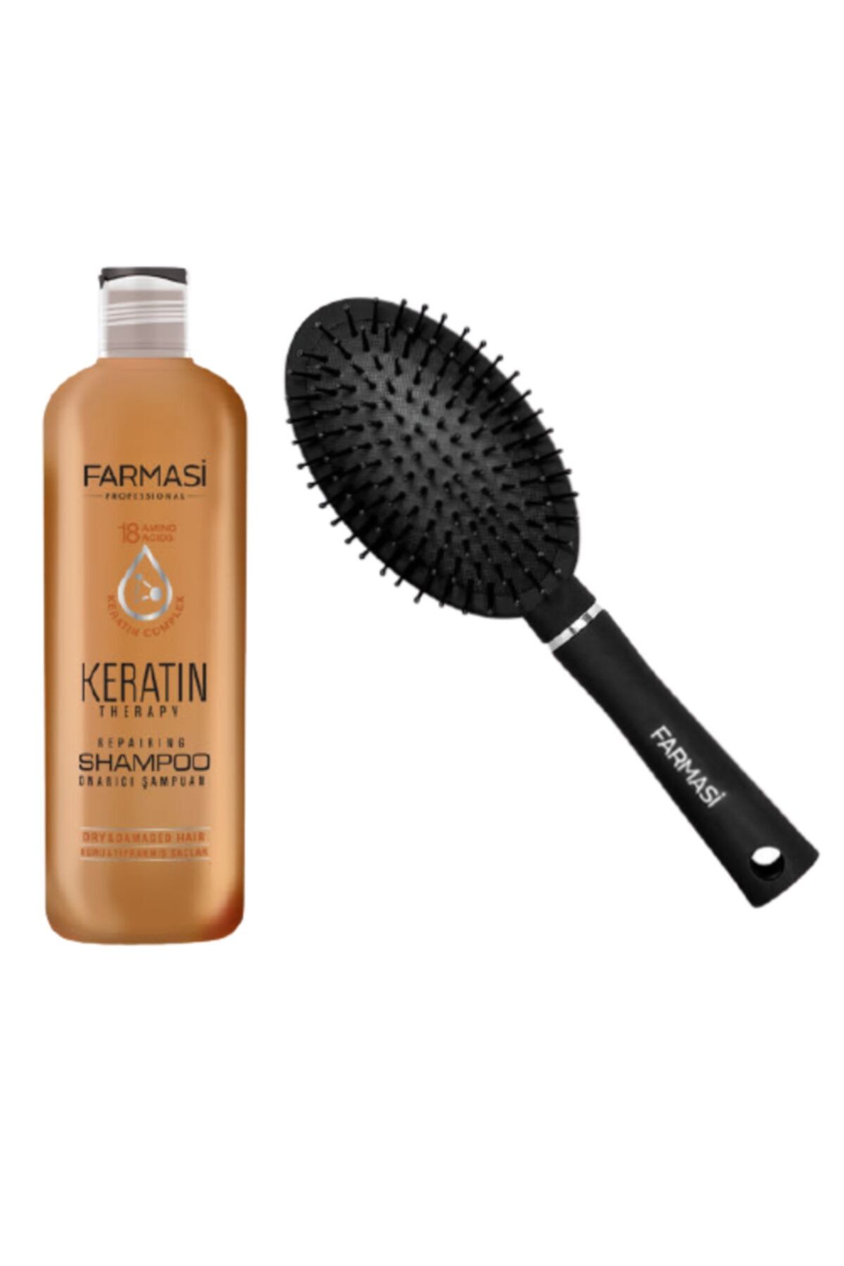 Farmasi Keratin Therapy Onarıcı Şampuan + Oval Saç Fırçası