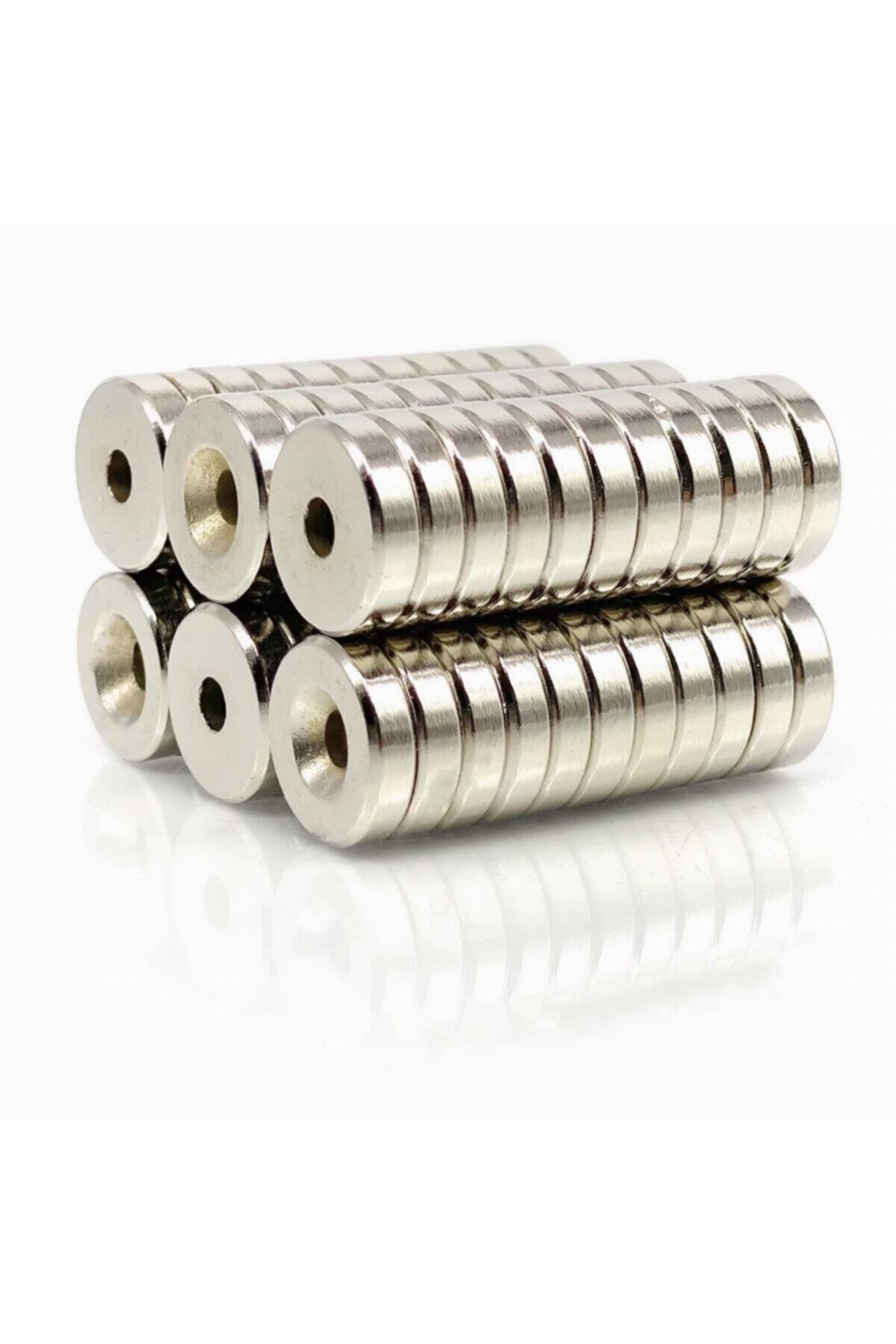 Mıknatıs Market 2 Adet 20x5 mm (10/5,5mm) Havşalı Delikli Neodyum Mıknatıs