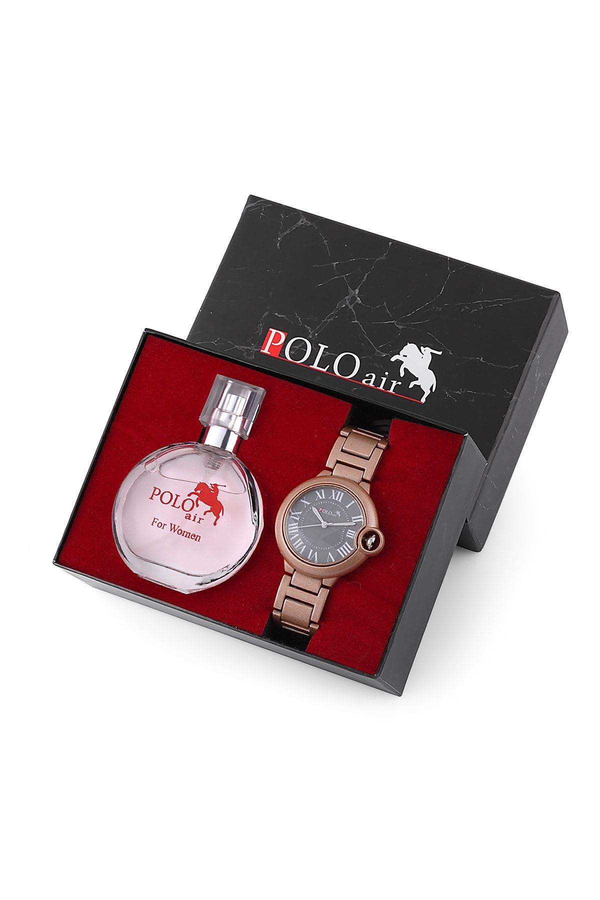 Polo Air Kadın Kol Saati Parfüm Hediyelik Set Kombin Pl-1270b2