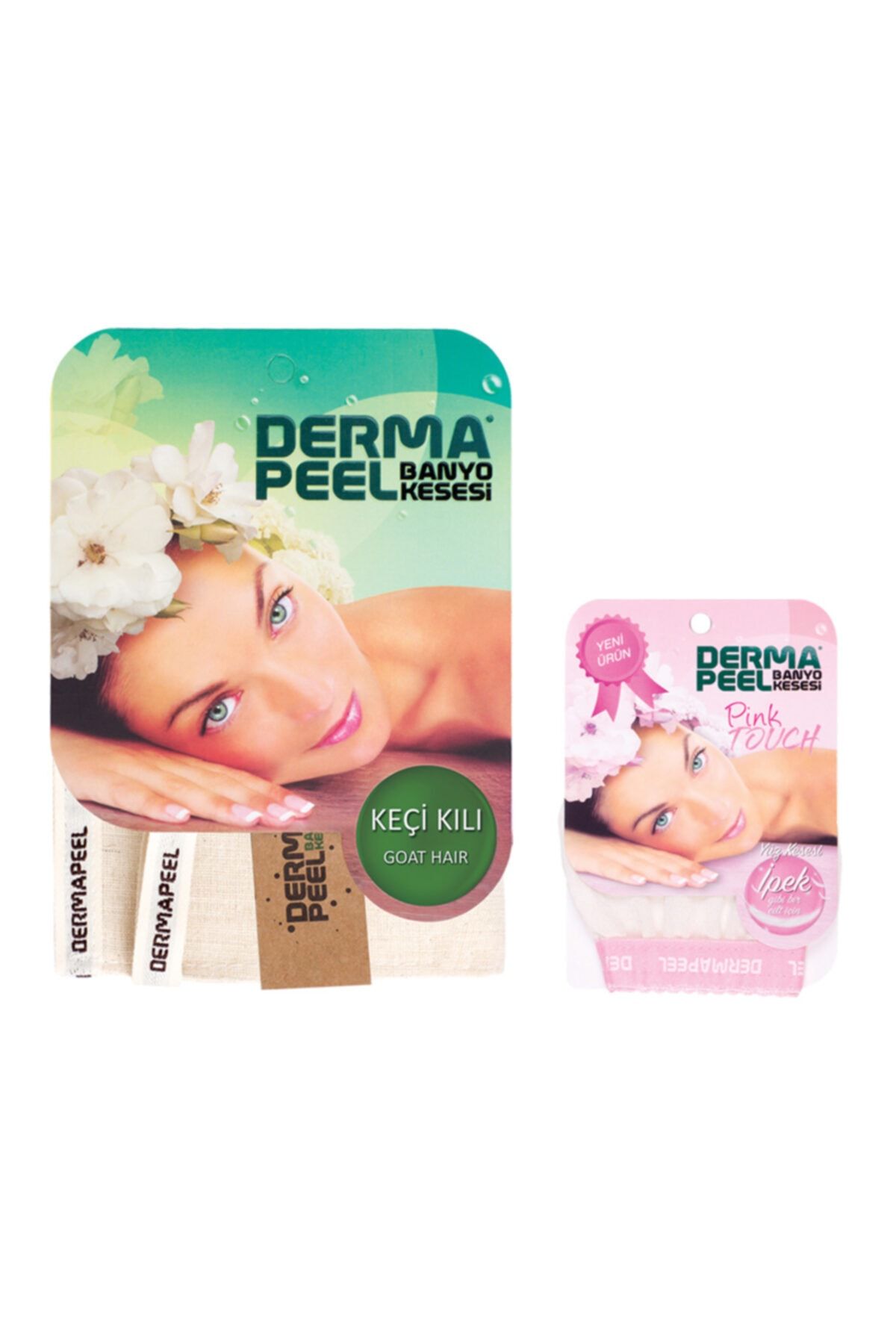 Dermapeel Keçi Kılı Banyo Kesesi + Pink Touch Yüz Kesesi Seti