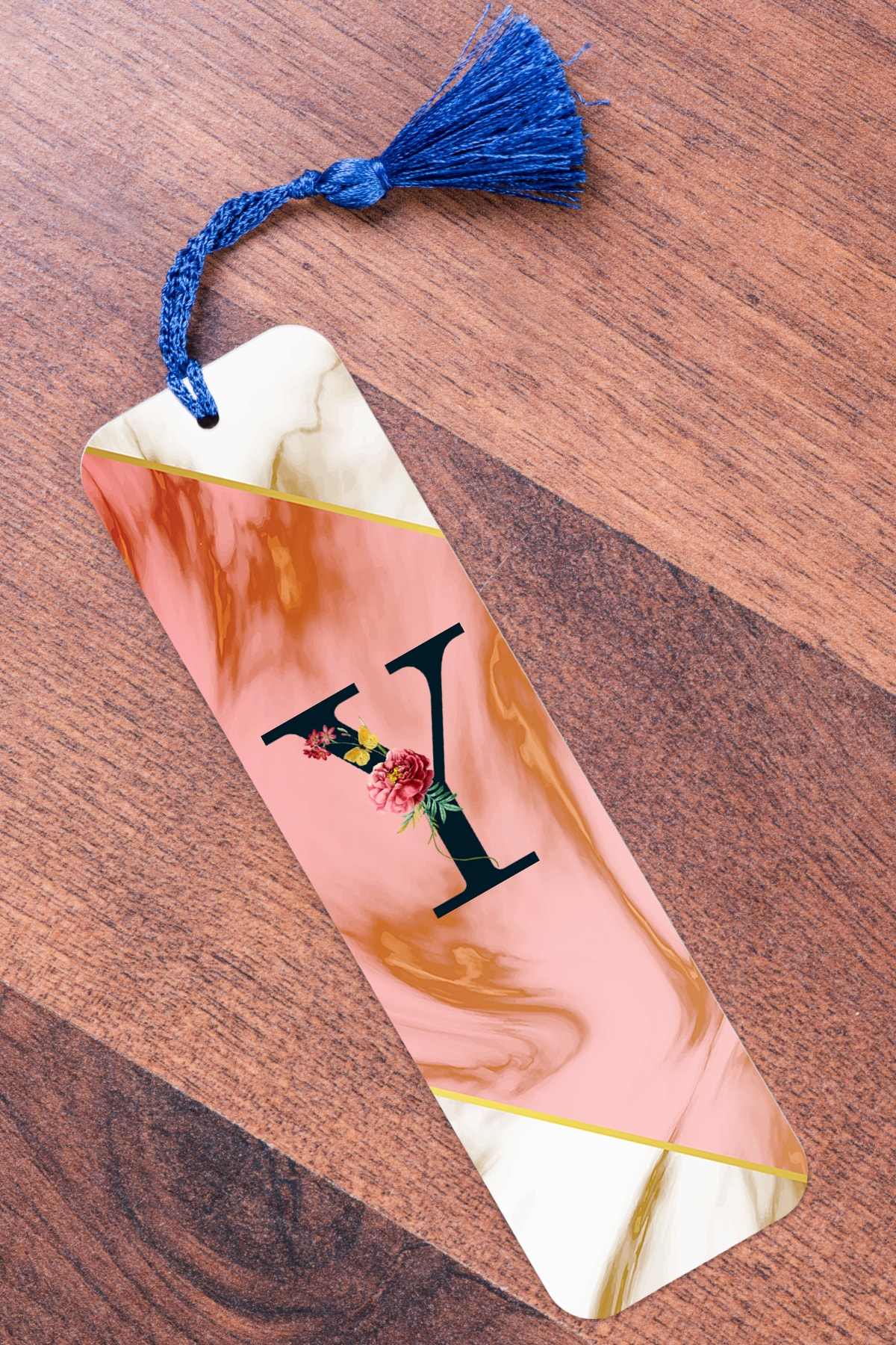 Procity Y Harfi Pembe Mermer Metal Kitap Ayracı