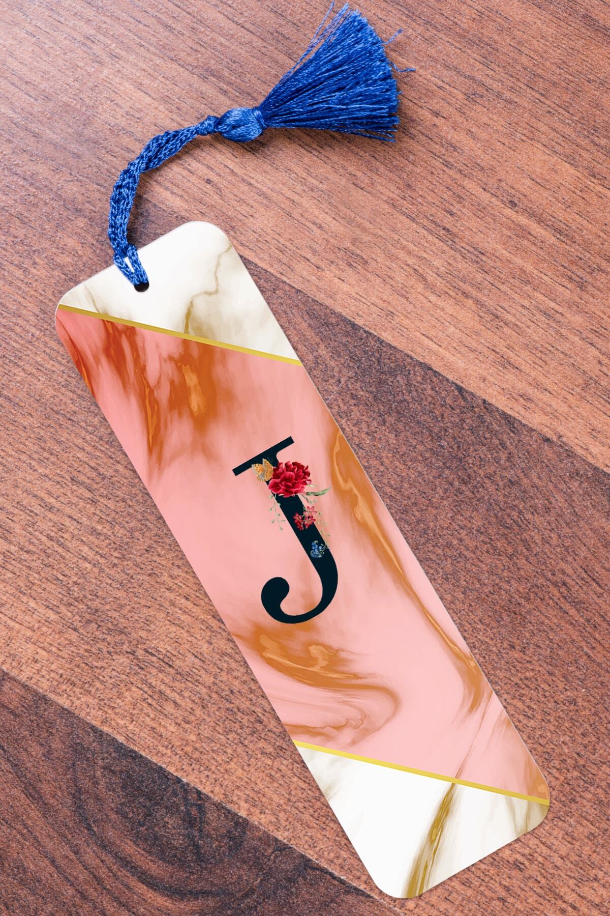 Procity J Harfi Pembe Mermer Metal Kitap Ayracı