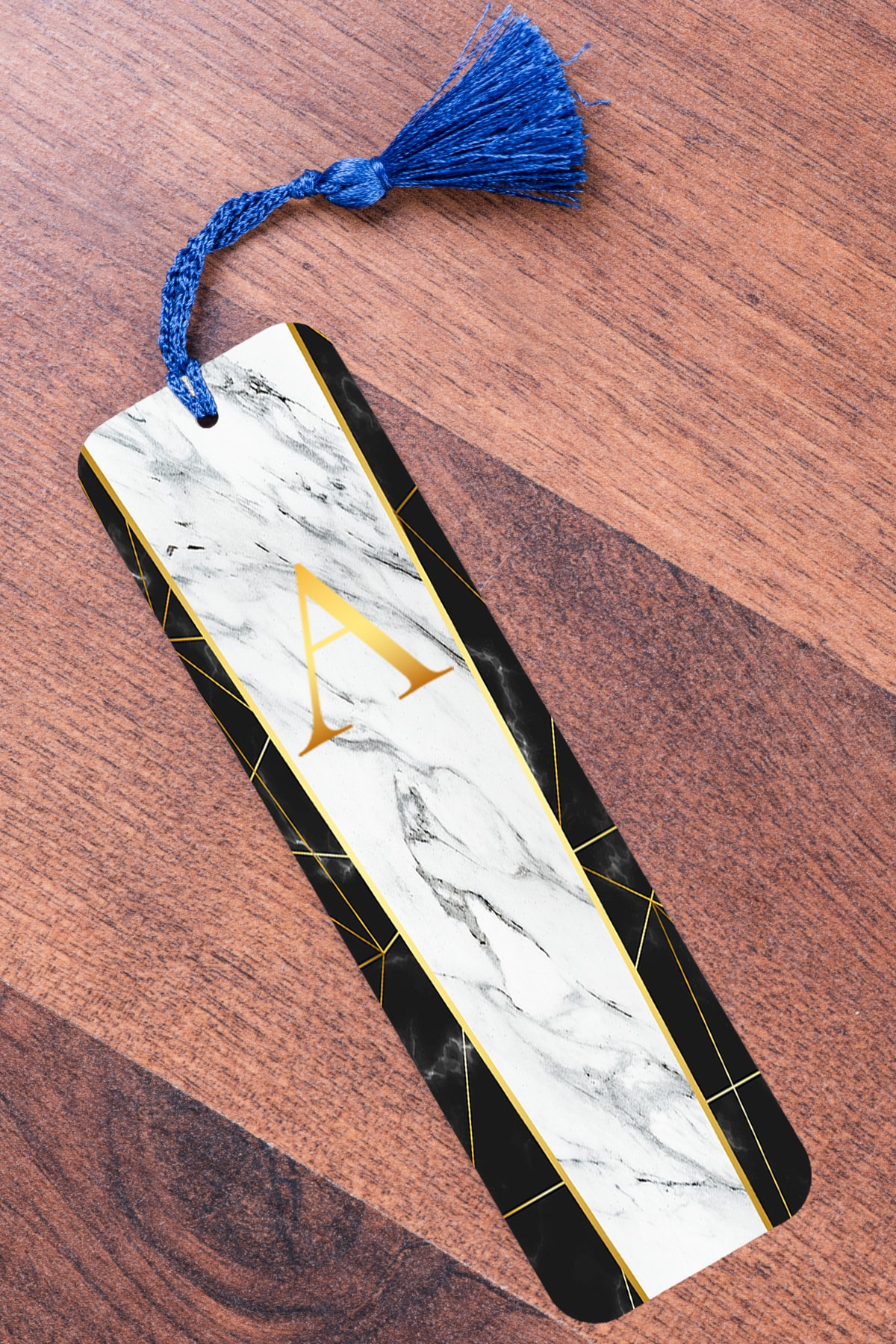 Procity A Harfi Siyah Beyaz Mermer Metal Kitap Ayracı