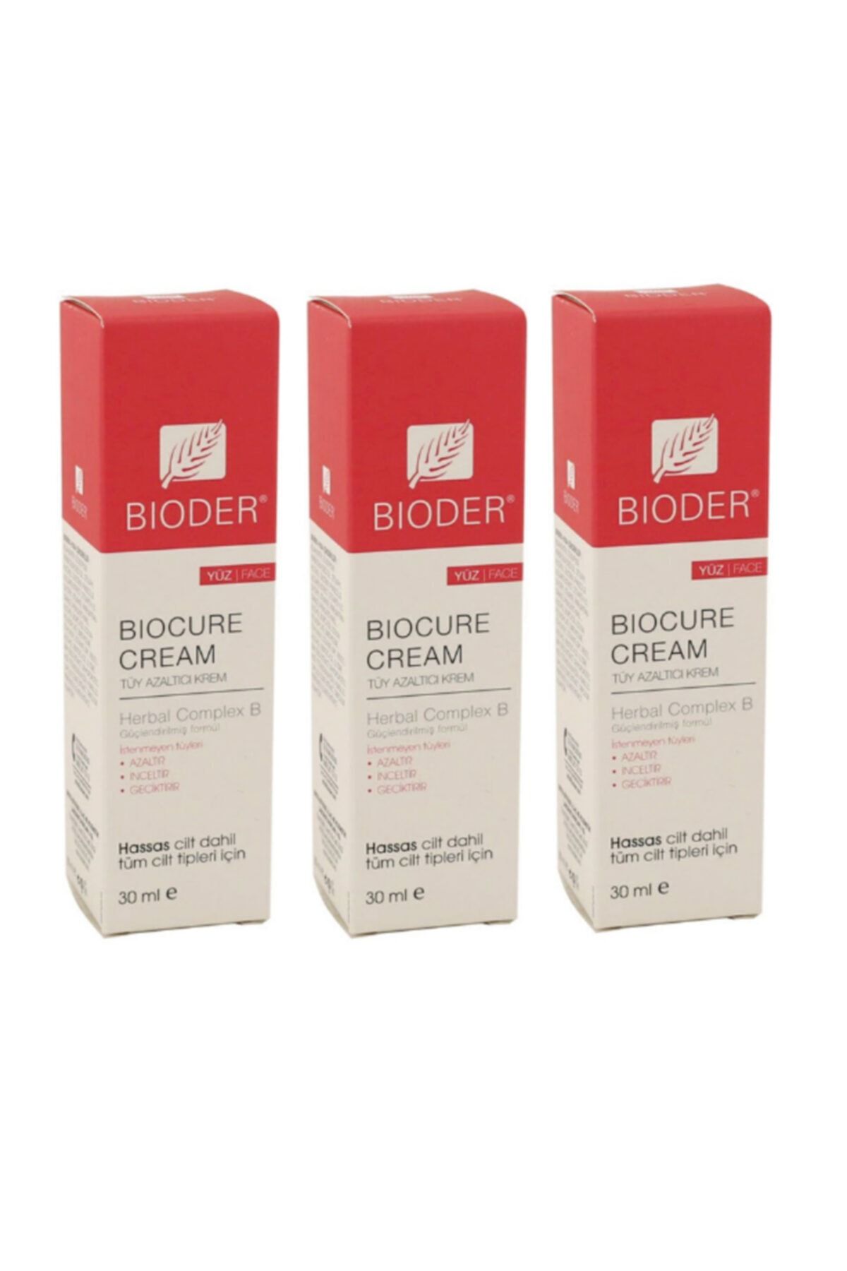 Bioder Hassas Ciltler Dahil Tüm Ciltler Için Tüy Azaltıcı Krem 30 ml Yüz Için x 3 Adet