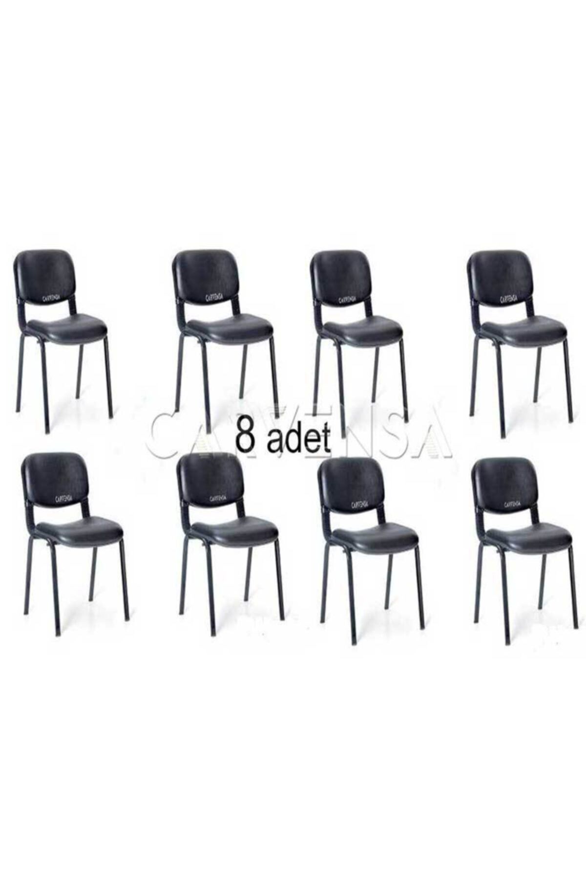 CARVENSA Ofis Sandalyesi Form 8 Adet Siyah Suni Deri