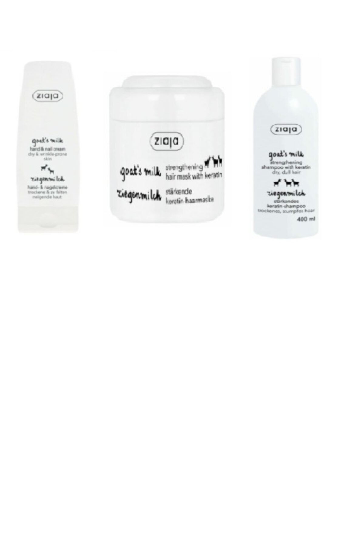 ziaja el ve tirnak kremi 80 ml keci sutu sampuan keratinli 400 ml sac maskesi 200 ml set 3 lu fiyati yorumlari trendyol