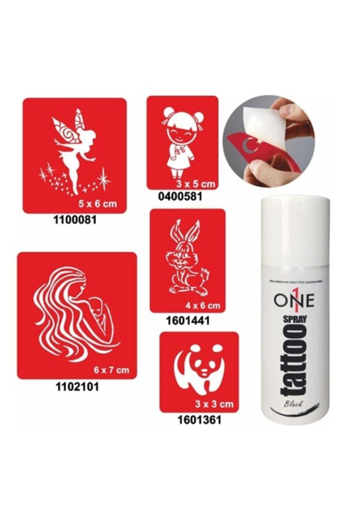 alsepeteavm Doğal Anne Panda Tattoo Geçici Dövme Seti Siyah Sprey Ve 5 Desen