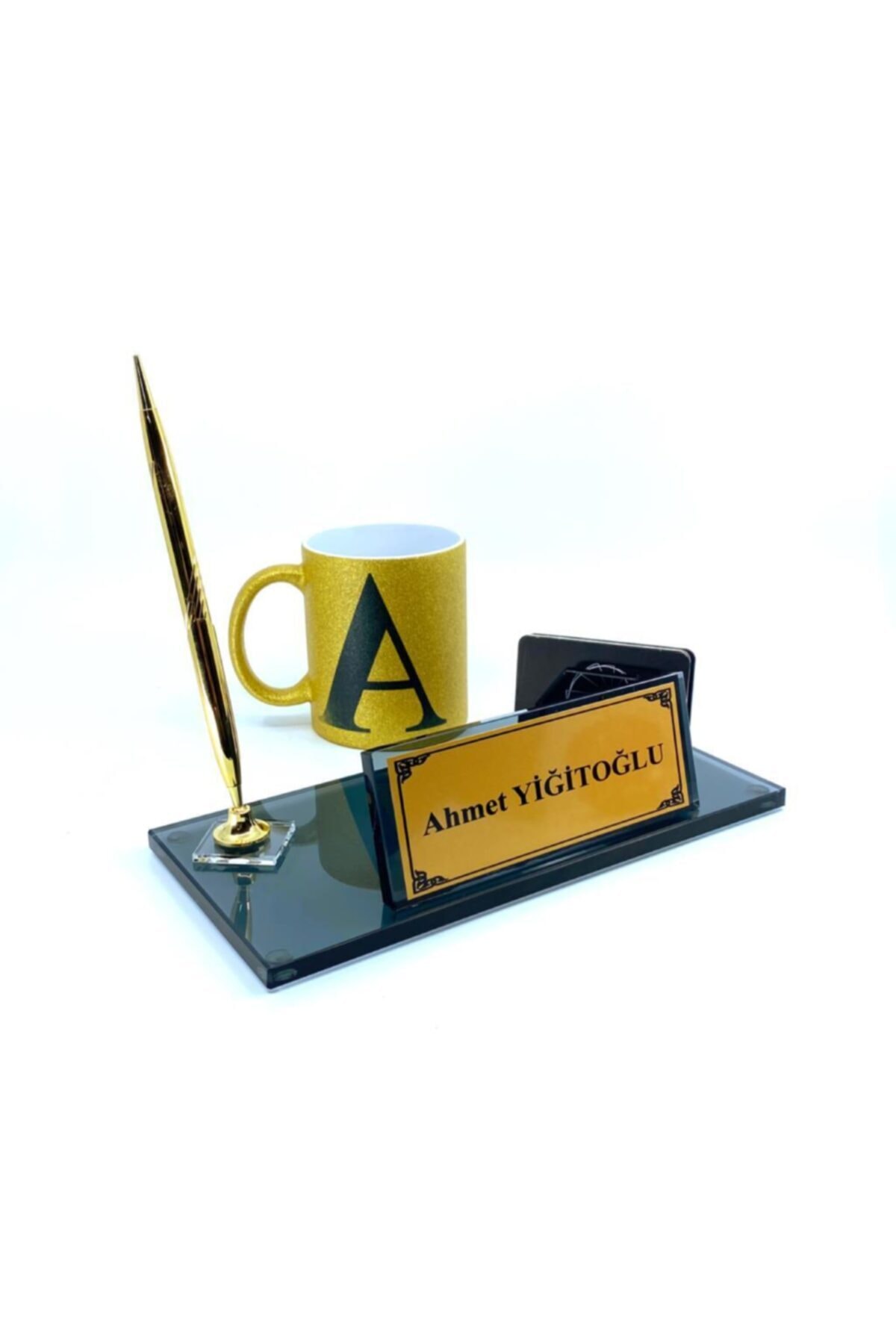 YİĞİTOĞLU DESIGN Premium Özel Tasarım Cam Masa Isimliği A44