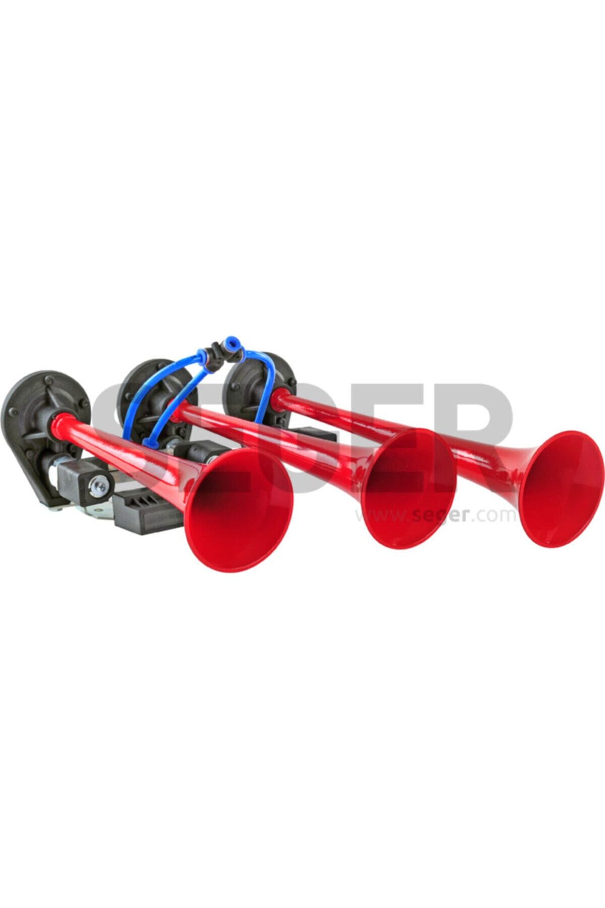 Seger Korna Havalı Üçlü Dali Dali 12v Kırmızı Boyalı