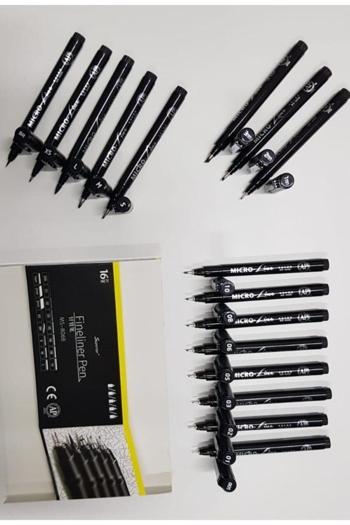 Superior Çizim Kaligrafi Artist Pen Kalem Seti Callygraphy Fineliner 16'lı Set