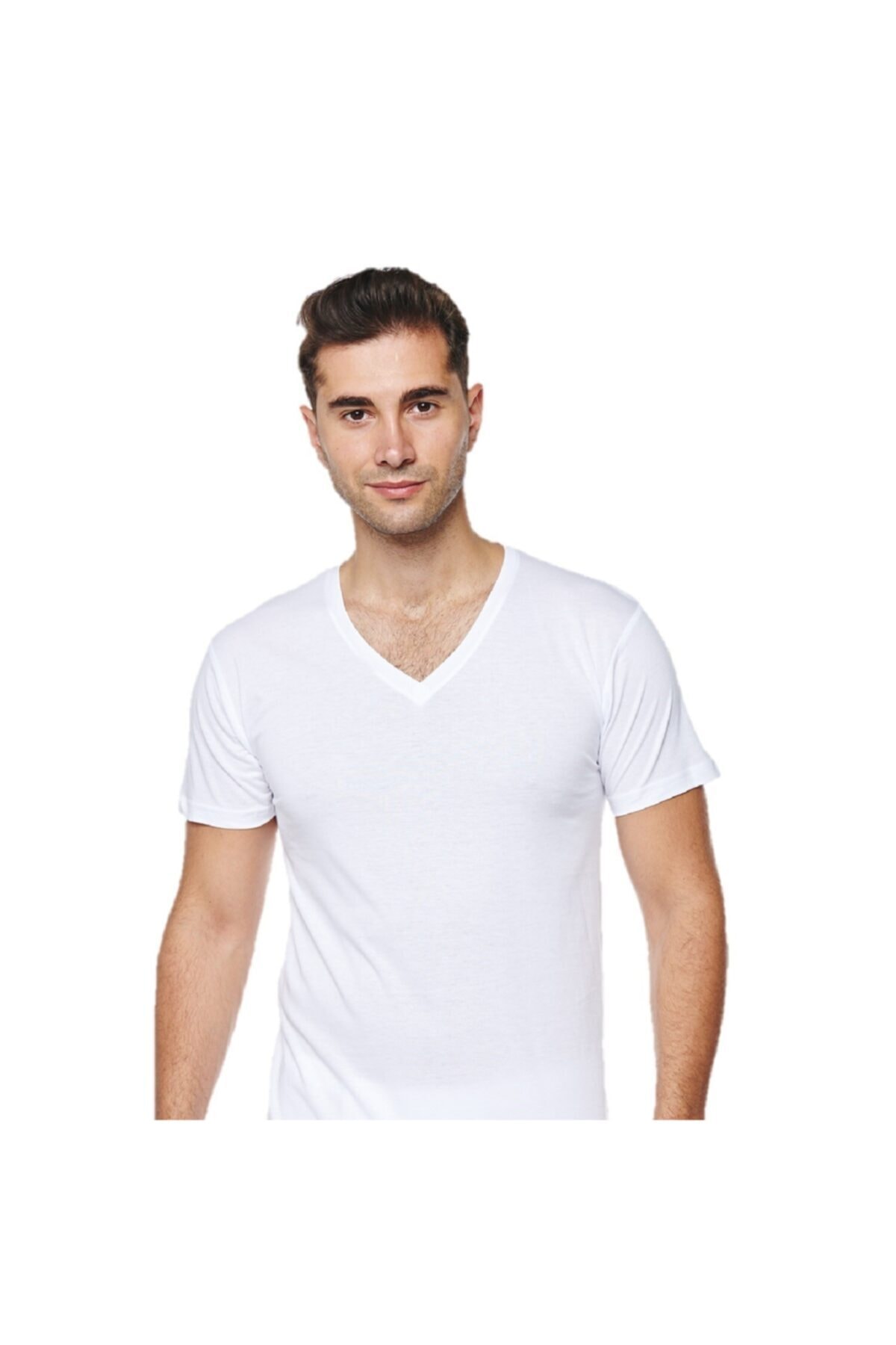 FSM1453 Erkek Pamuklu Süprem Penye Modal Kısa Kollu Atlet V-yaka Fanila 2'li