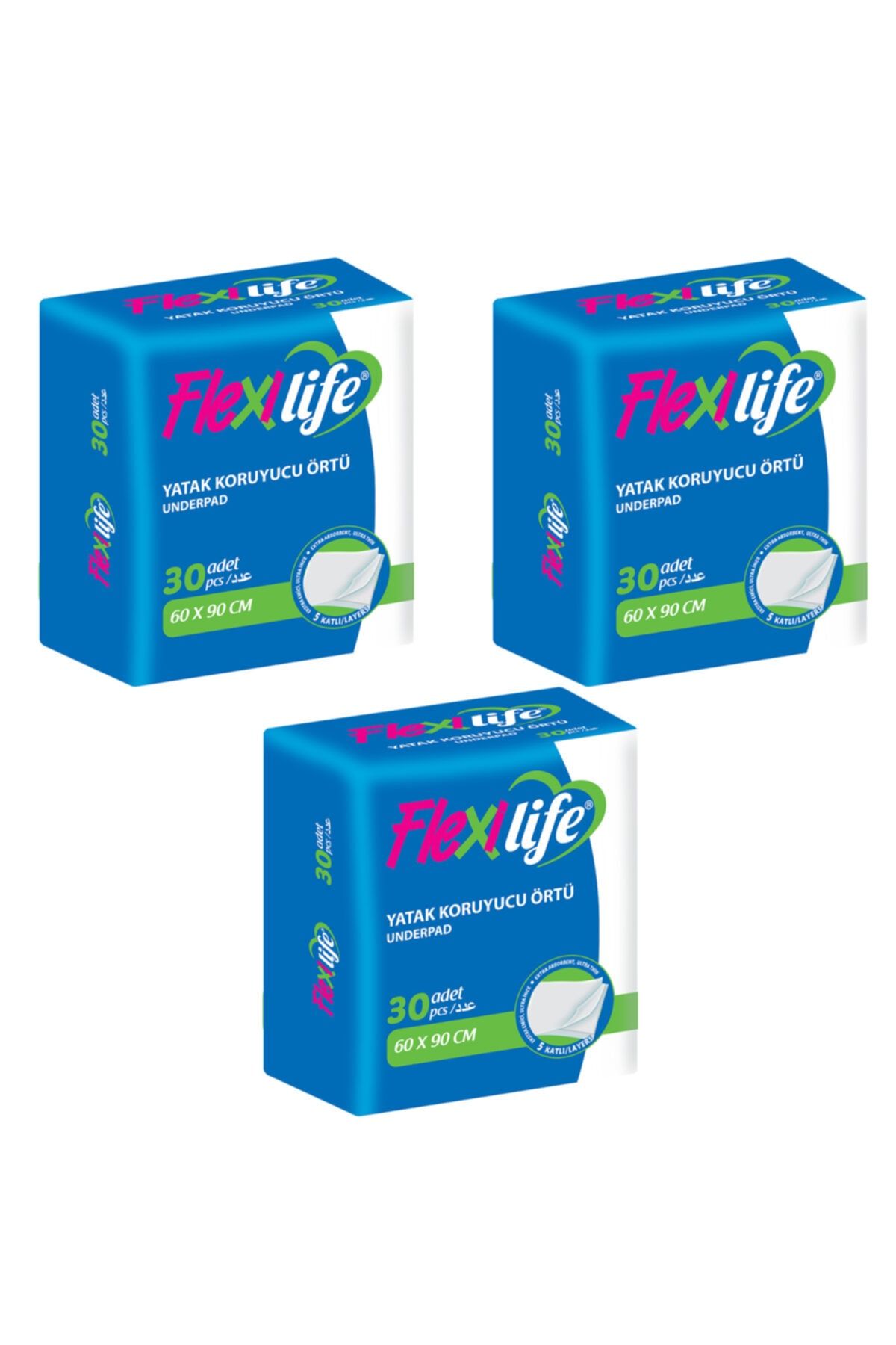 flexi life flexilife hasta alti bezi yatak koruyucu 60x90 cm 30 lu 3 paket fiyati yorumlari trendyol
