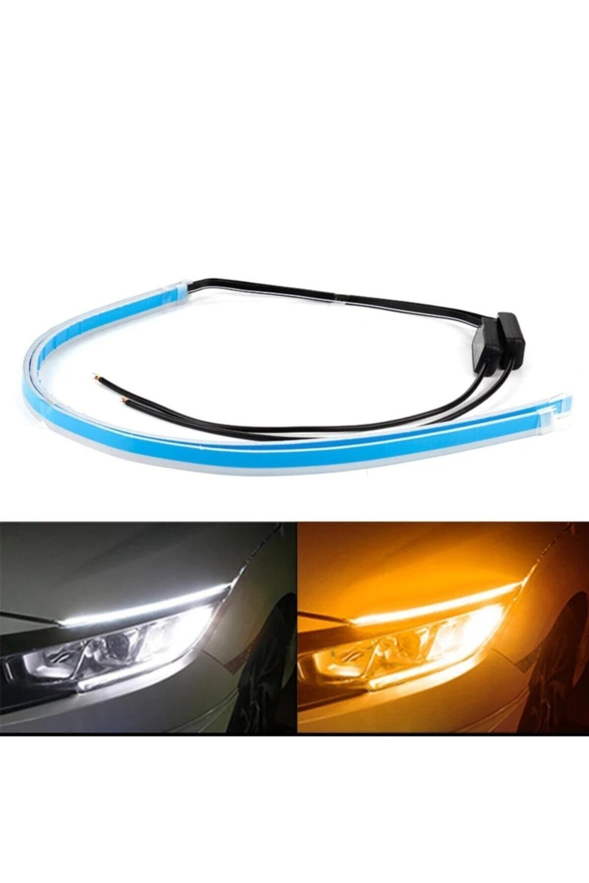 gate okeen 2 li kayar led ince esnek drl serit led sinyal gunduz fari 2 renk beyaz turuncu 60cm fiyati yorumlari trendyol