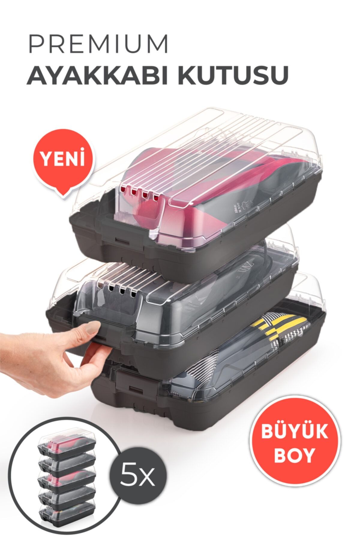 PDHome Kilitli Erkek Ayakkabı Kutusu 5'li