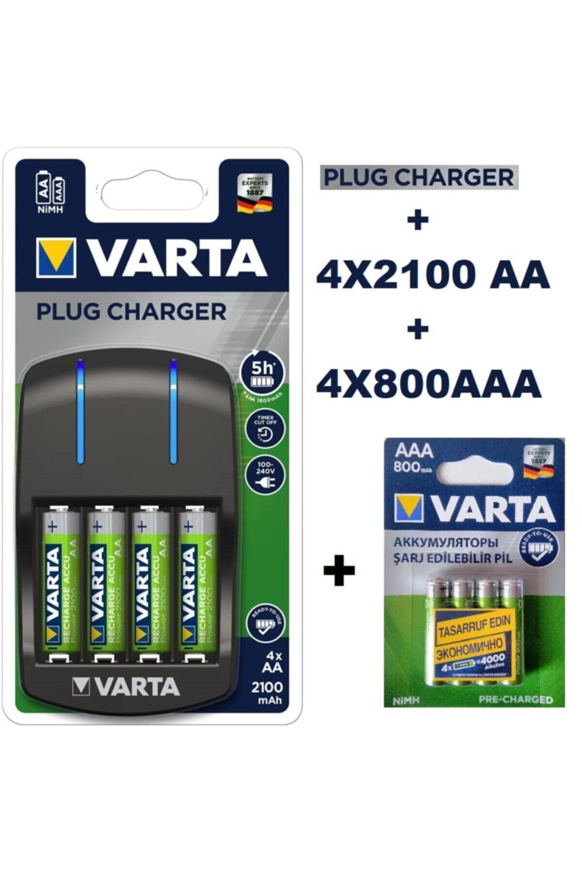 Varta Plug Charger Şarj Cihazı+4x2100 Aa Şarjlı Kalem Pil+4x800aaa Şarjlı Ince Pil