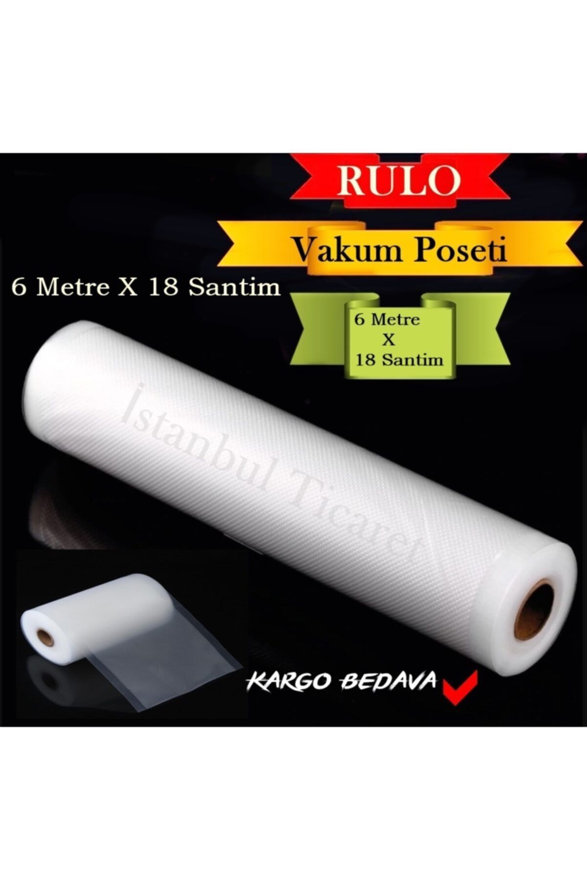 Vakur Tırtıklı Rulo Vakum Poşeti 6 Metre X 18 Santim - Çift Yüzeyi Gofrajlı