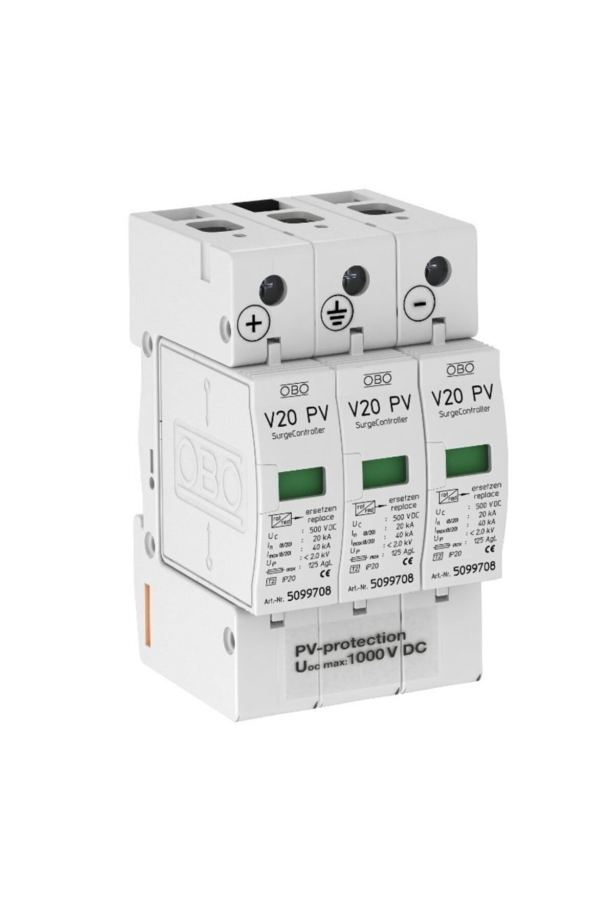 OBO BETTERMAN Tip 2 Parafudr  3-kutup Fotovoltaik  V20-c 3-ph-1000 (1000v)