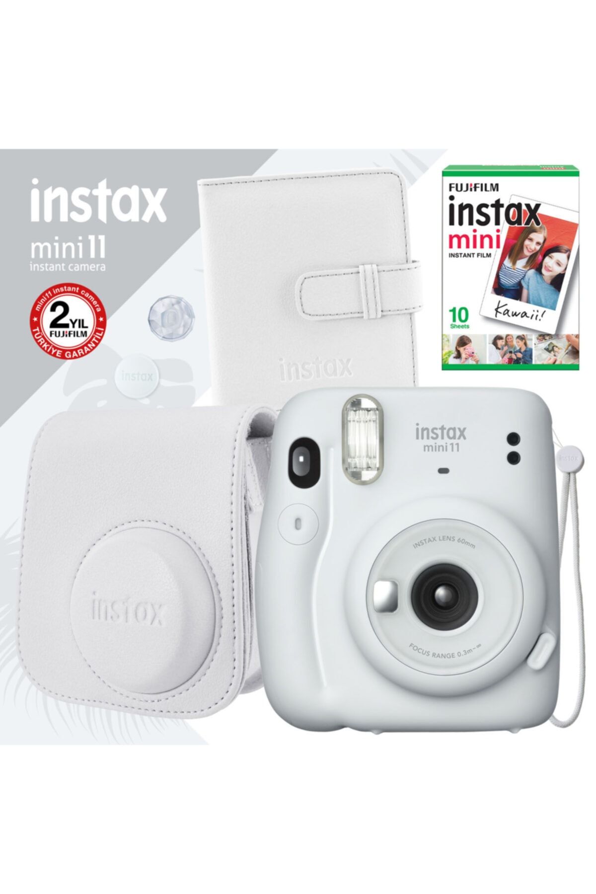 Fujifilm Instax Mini 11 Beyaz Fotoğraf Makinesi ve Kare Albümlü Hediye Seti 22