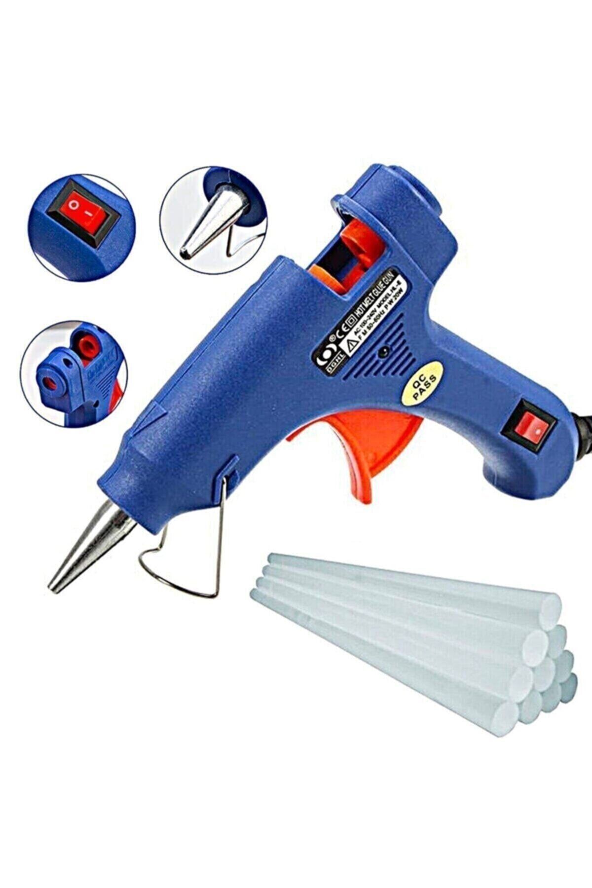 Janissary 80watt Sıcak Silikon Tabancası + 10 Adet Çubuk Slikon Çekme Eritme Tabanca Şeffaf Mum Yapıştırıcı
