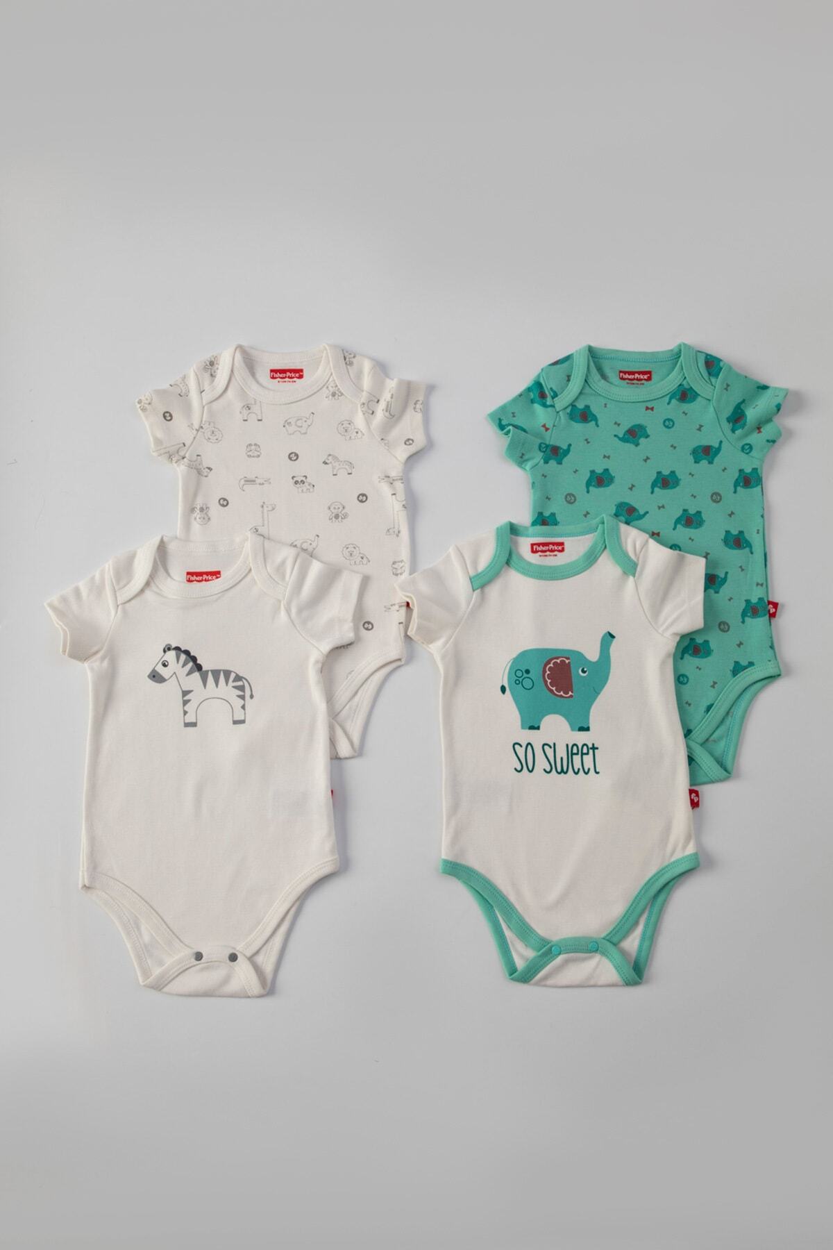 FISHER PRICE Sweet Elephant - Tiny Zebra 4'lü Kısa Kollu Body