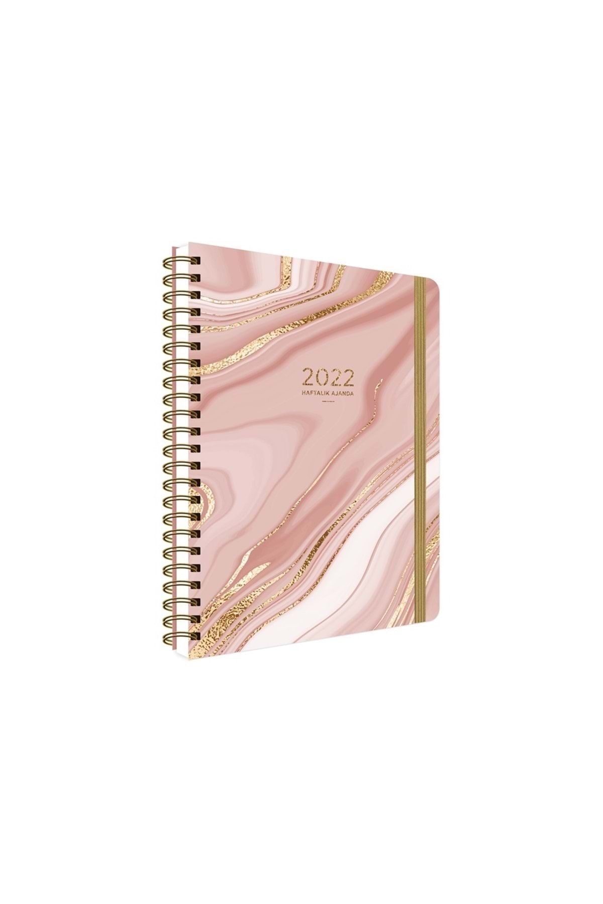 KESKİN COLOR 2022 Yılı Haftalık Spiralli Ajanda 15x21 cm Sert Kapak 84 Yaprak Mermer