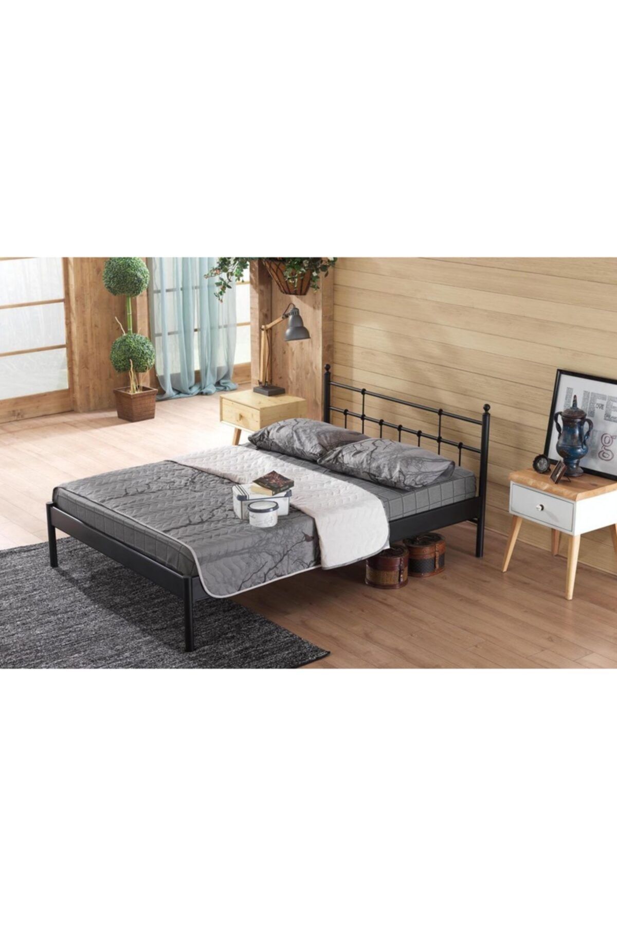 Vivense Unimet Lalas S Çift Kişilik Metal Karyola Siyah 140x200
