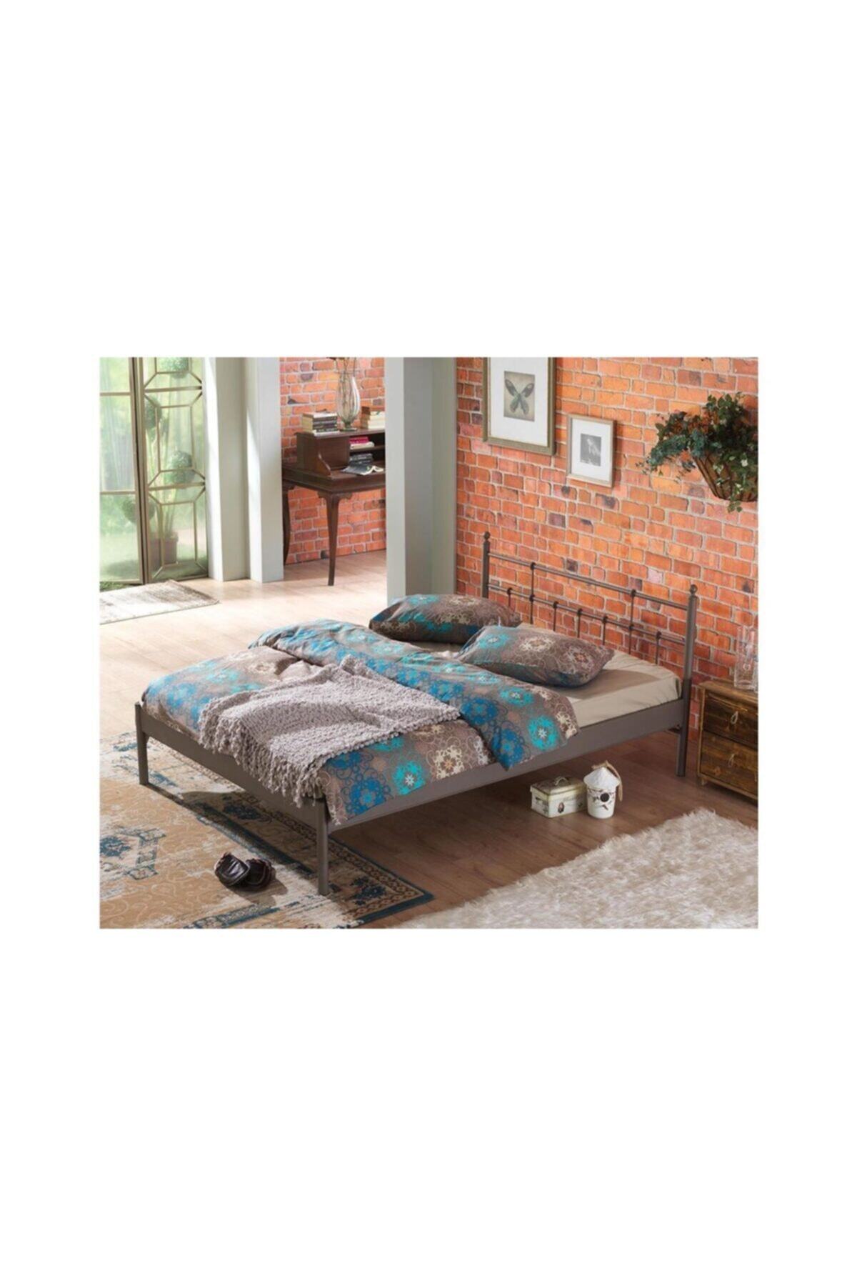 Vivense Unimet Lalas S Çift Kişilik Metal Karyola Kahverengi 140x200