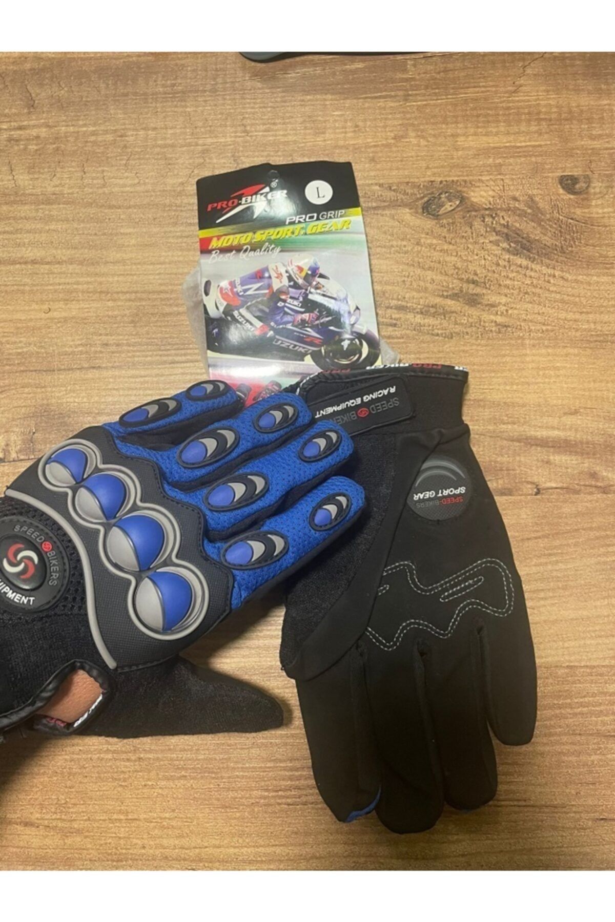 ProBiker Erkek Yazlık Motosiklet Eldiveni Mavi-siyah