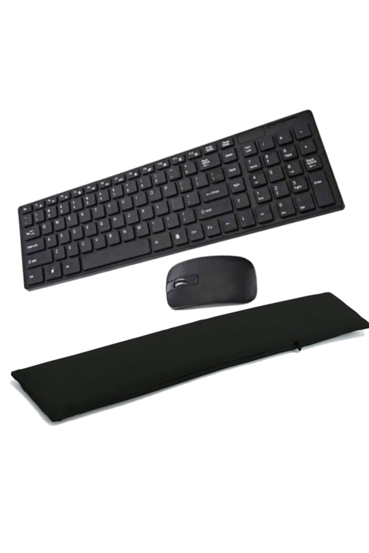 POLYGOLD Siyah 2.4ghz Usb Kablosuz Q Slim Klavye Mouse Set + Bilek Desteği