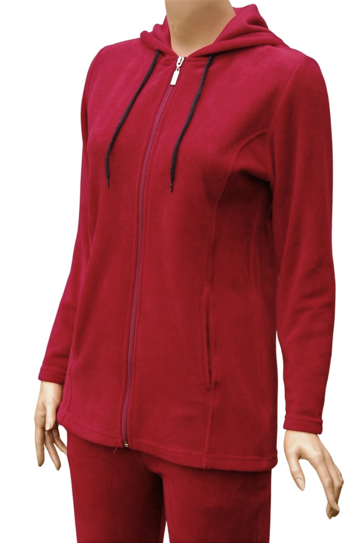 Giyimde Evrim Kapişonlu Polar Sweatshirt (BORDO)