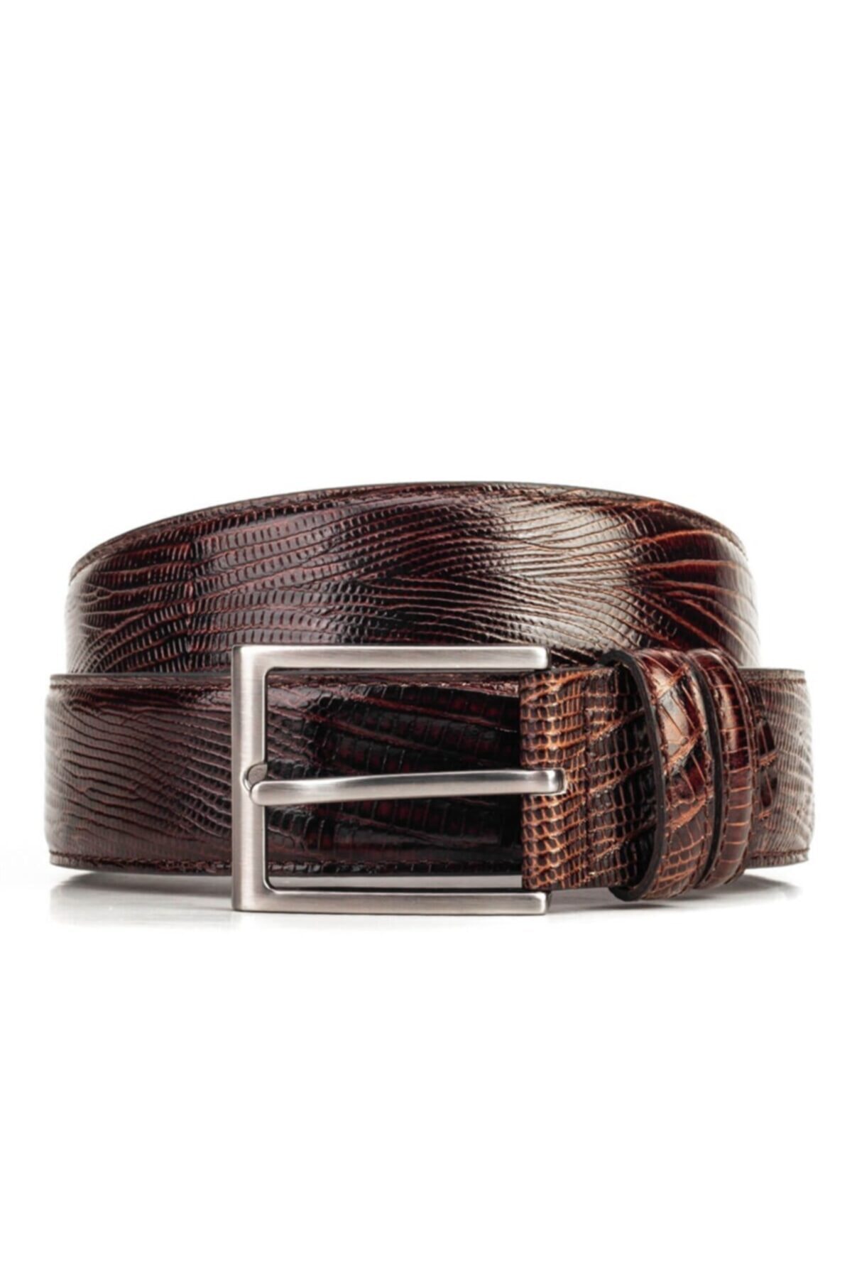 Cabani Baskılı Hakiki Deri Kahve Erkek Kemer