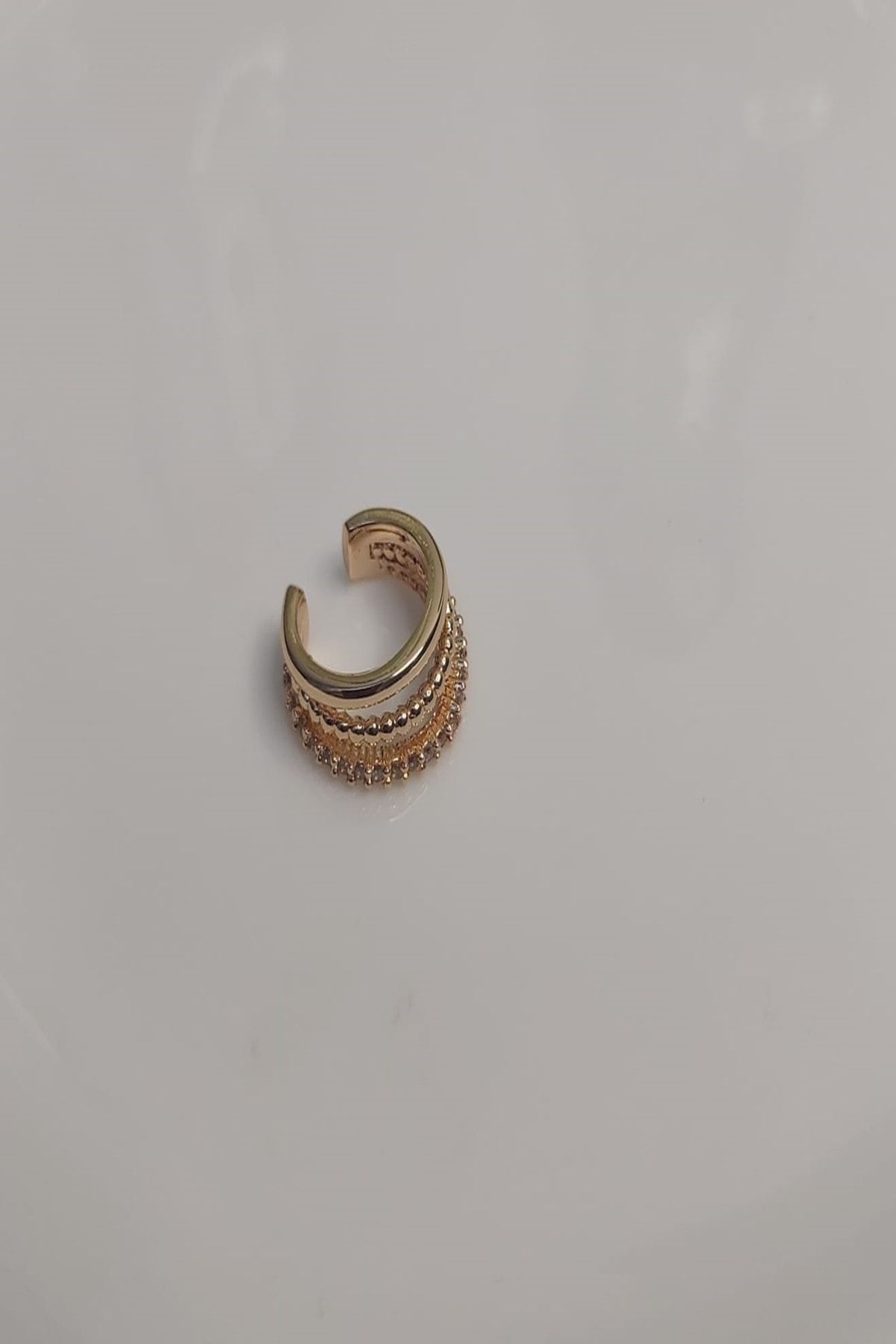 Ledaaksesuar Altın Kaplama 3 Sıralı Taşlı Earcuff