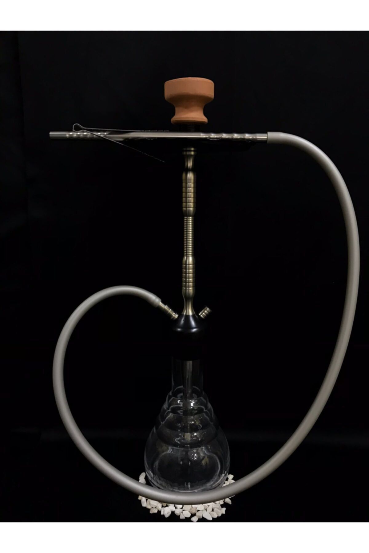 ORJİN TOBACCO Büyük Boy Nargile Takımı 63cm Çelik Iç Boru Lüle,maşa Dahil Set Nargile Cafeci Model Grimetalrenk