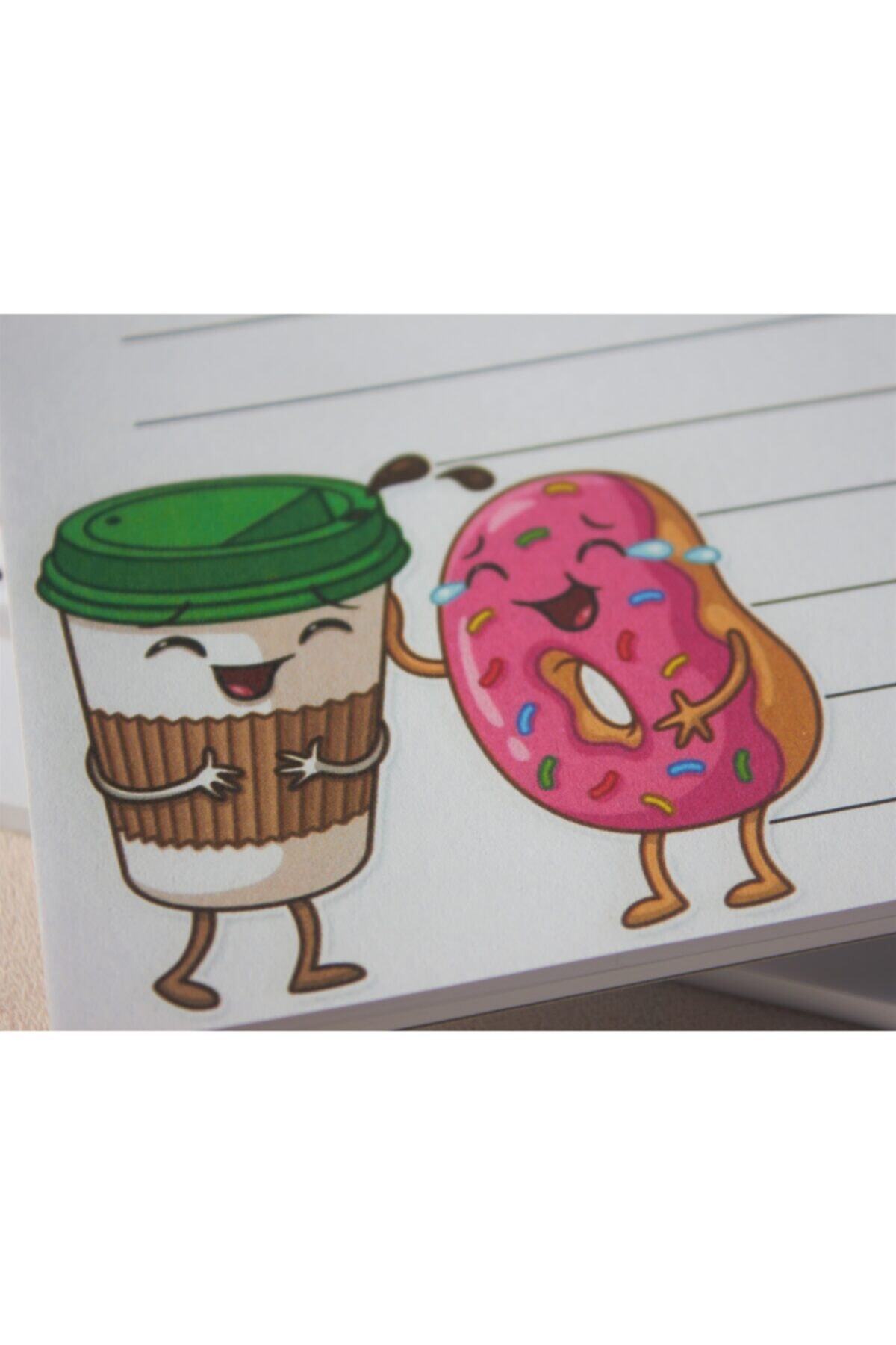 RABAFNOTES Kahve Donut Desenli Çizgili Tasarım A5 Notepad/defter/memopad/not Defteri/bloknot