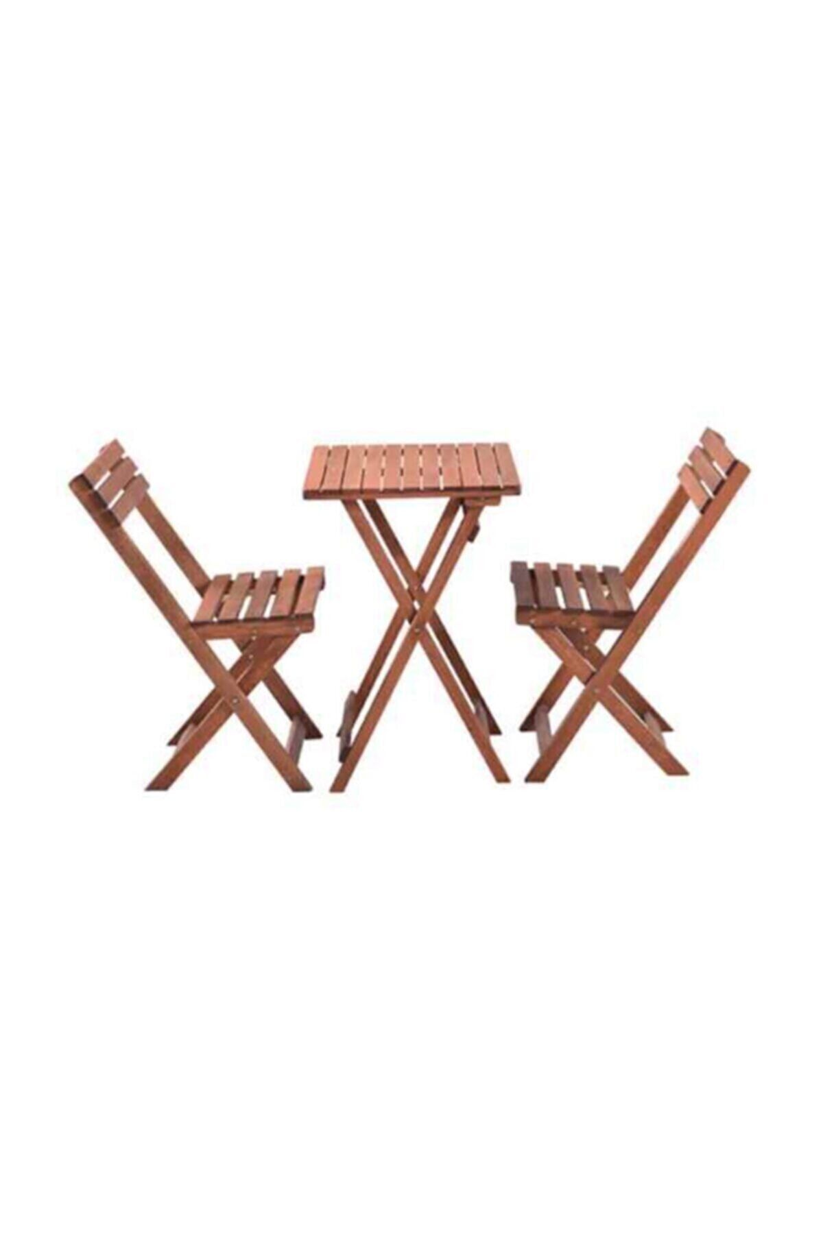 Magazza Balkon, Bahçe, Mutfak, Kamp Ahşap Katlanır Bistro Set 2 Sandalye