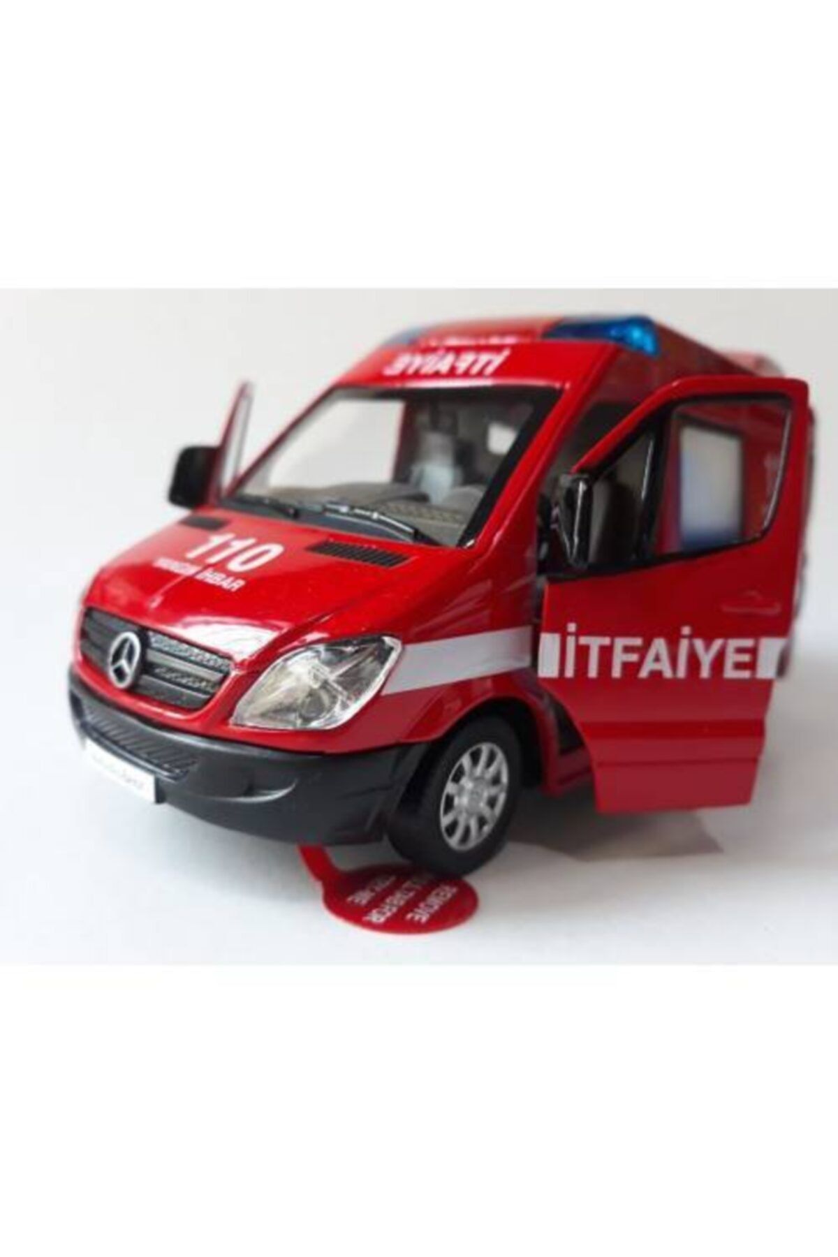 OYUNCAKSAHİLİ Mercedes Benz Itfaye Diecast Metal Orjinal 4 Siren Ses Işık 17cm Çekbırak Itfaiye