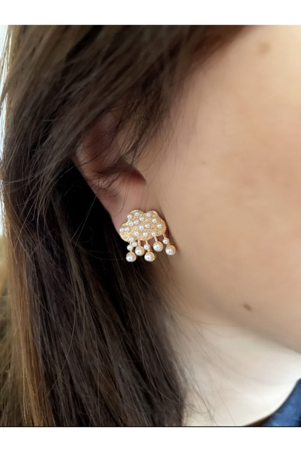 SİSTORİZE Your Luxury Bulut Model İncili Küpe Gold