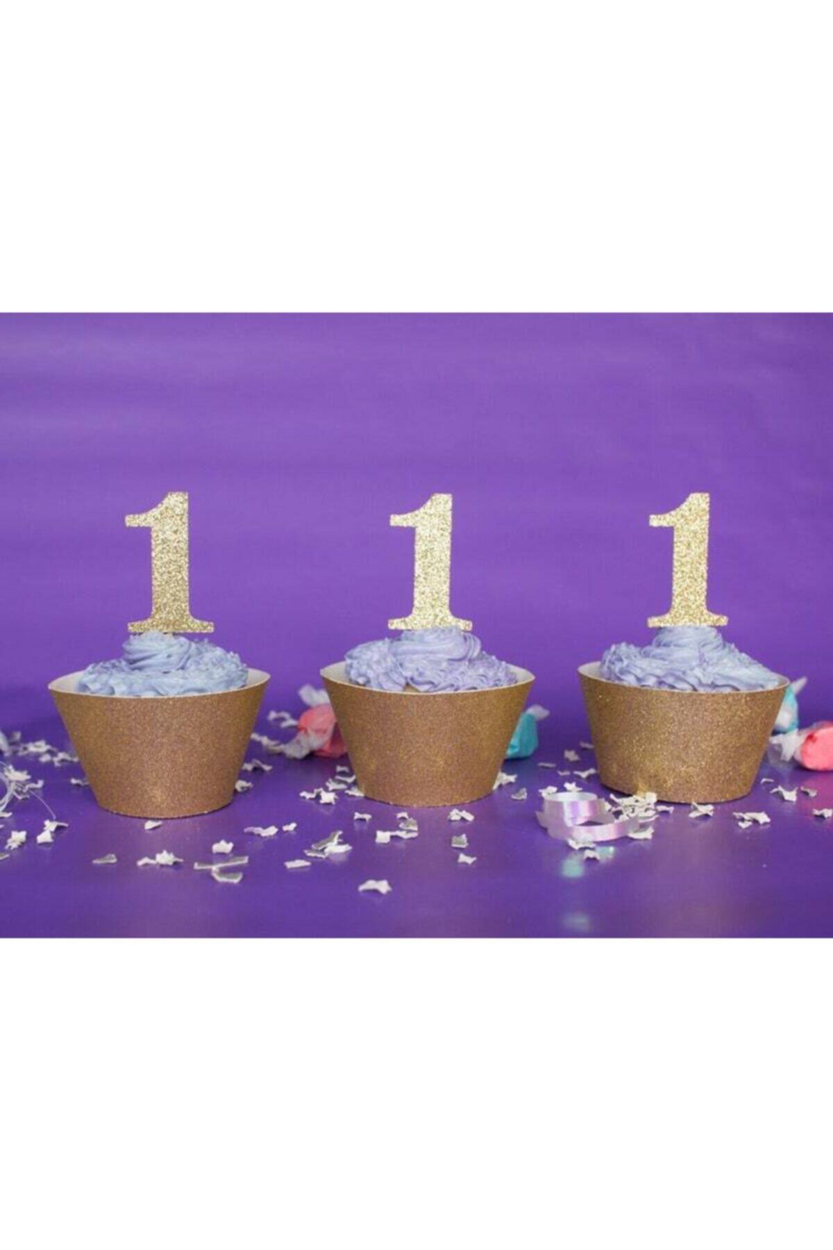 Colorofstory 8'li Gold 1 Rakamı Cupcake Çubuğu
