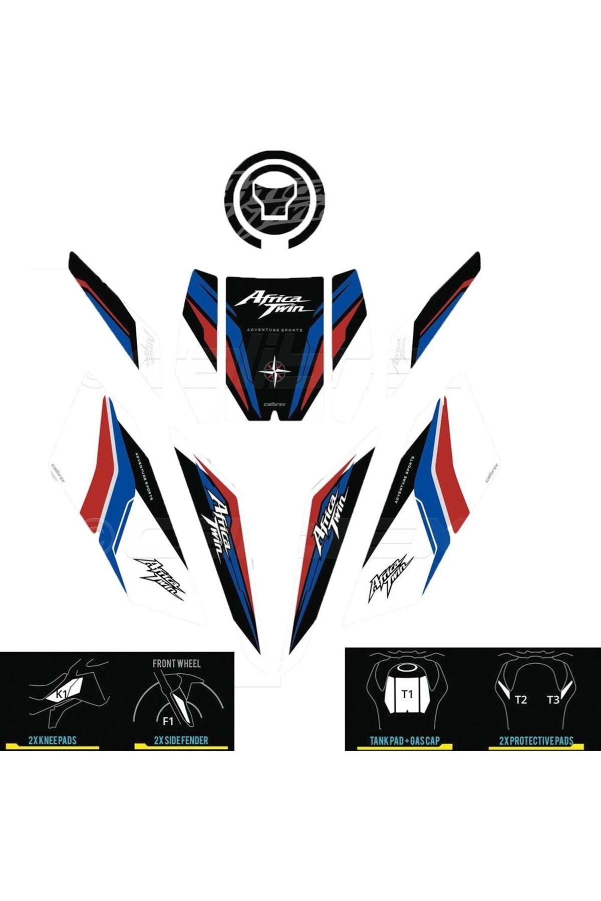 Calibrex Honda Africa Twin Crf1100l Tricolor Tank Pad