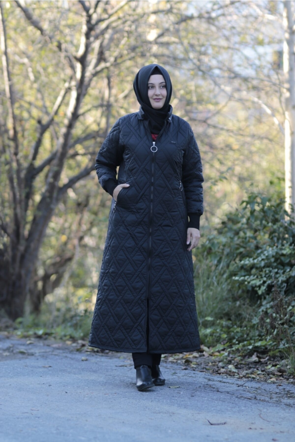 Zey&Ka Butik Büyük Beden Içi Kürklü Kapitone Kapüşonlu Fermuarlı Kaban Mont