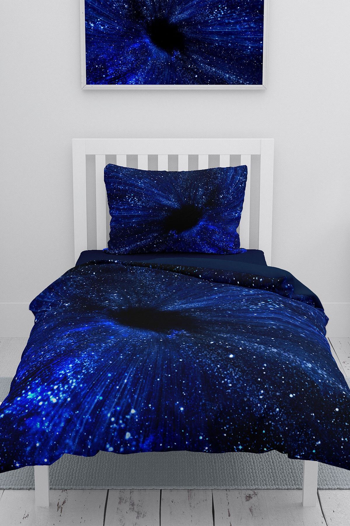 MonoHome Blue Night 3d Pamuk Saten Tek Kişilik Nevresim Takımı