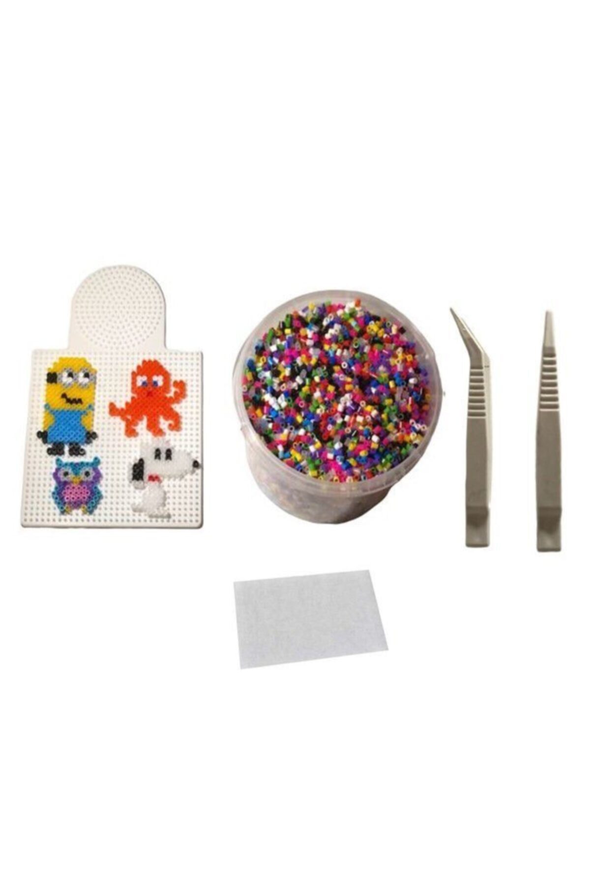 hamarat çocuk Ütü Ile Yapışan Renkli Boncuk Seti 3.000 Adet 5mm Midi Boncuk + Kalıp + 2 Cımbız + Ütü Kağıdı