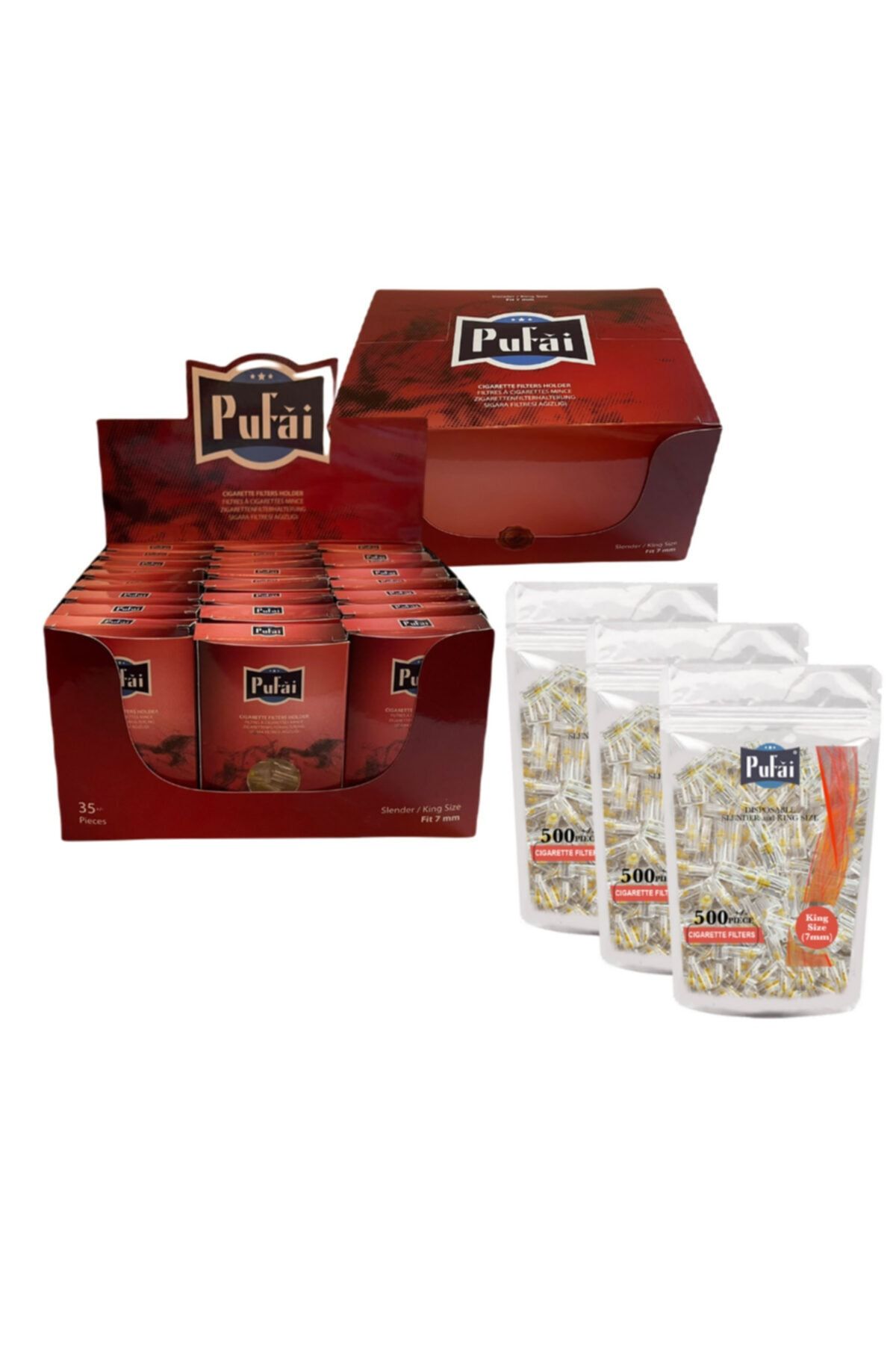 Pufai Ağızlık Slender Boy Sigara Filtresi 7 Mm 2220 Adet 3 Paket 24 Kutu