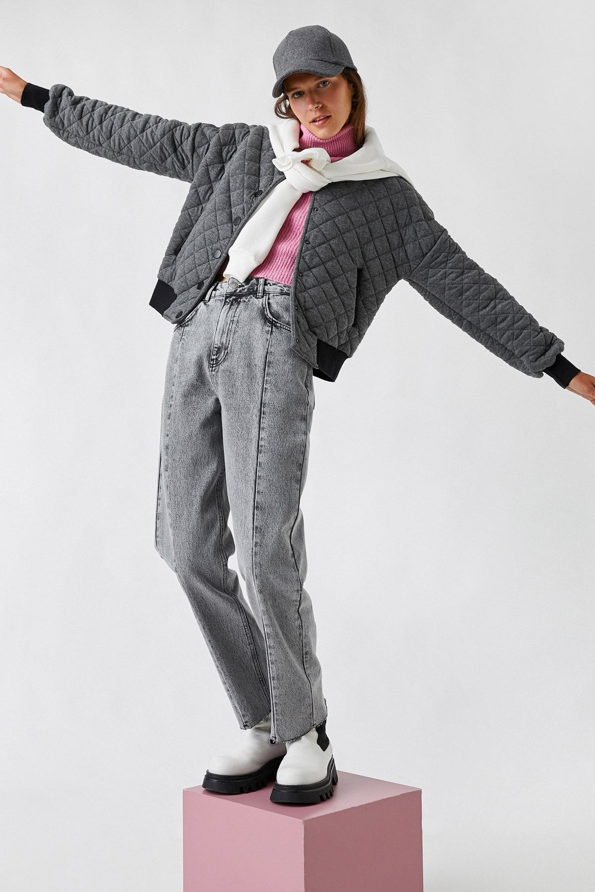 Koton Yüksek Bel Kot Pantolon - Straight Jean